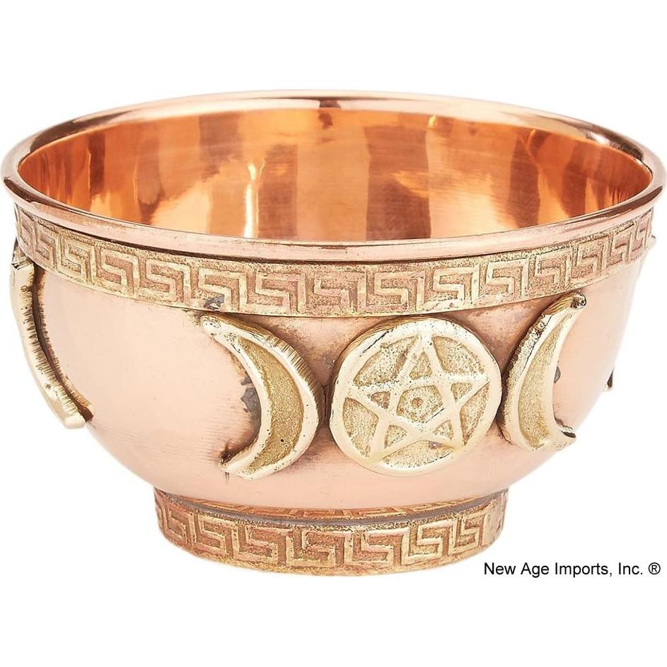 Tazón de Cobre 100% New Age Imports 7.62 cm Luna Triple