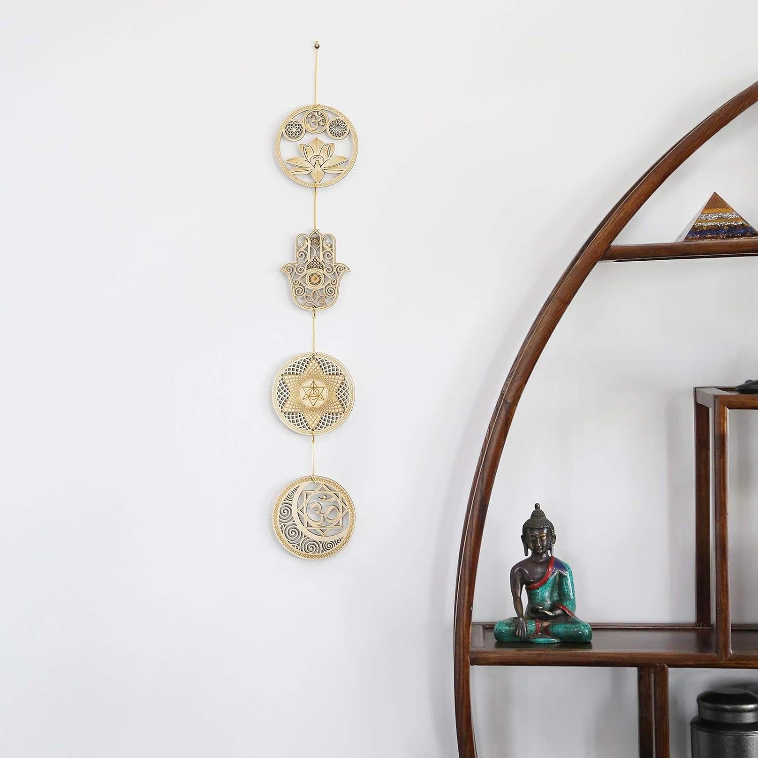 Set de 4 Arte de Pared Geometría Sagrada Madera 13.5 cm