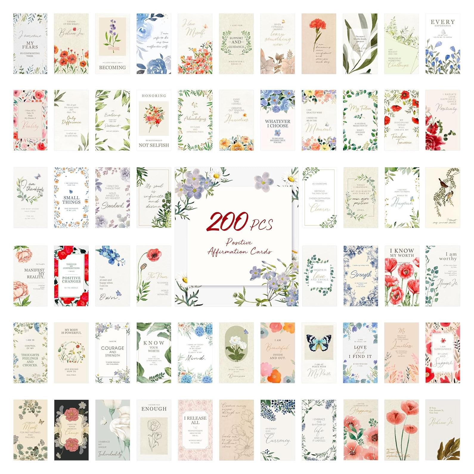 200 Tarjetas de Afirmaciones Positivas Gethelud para Mujeres