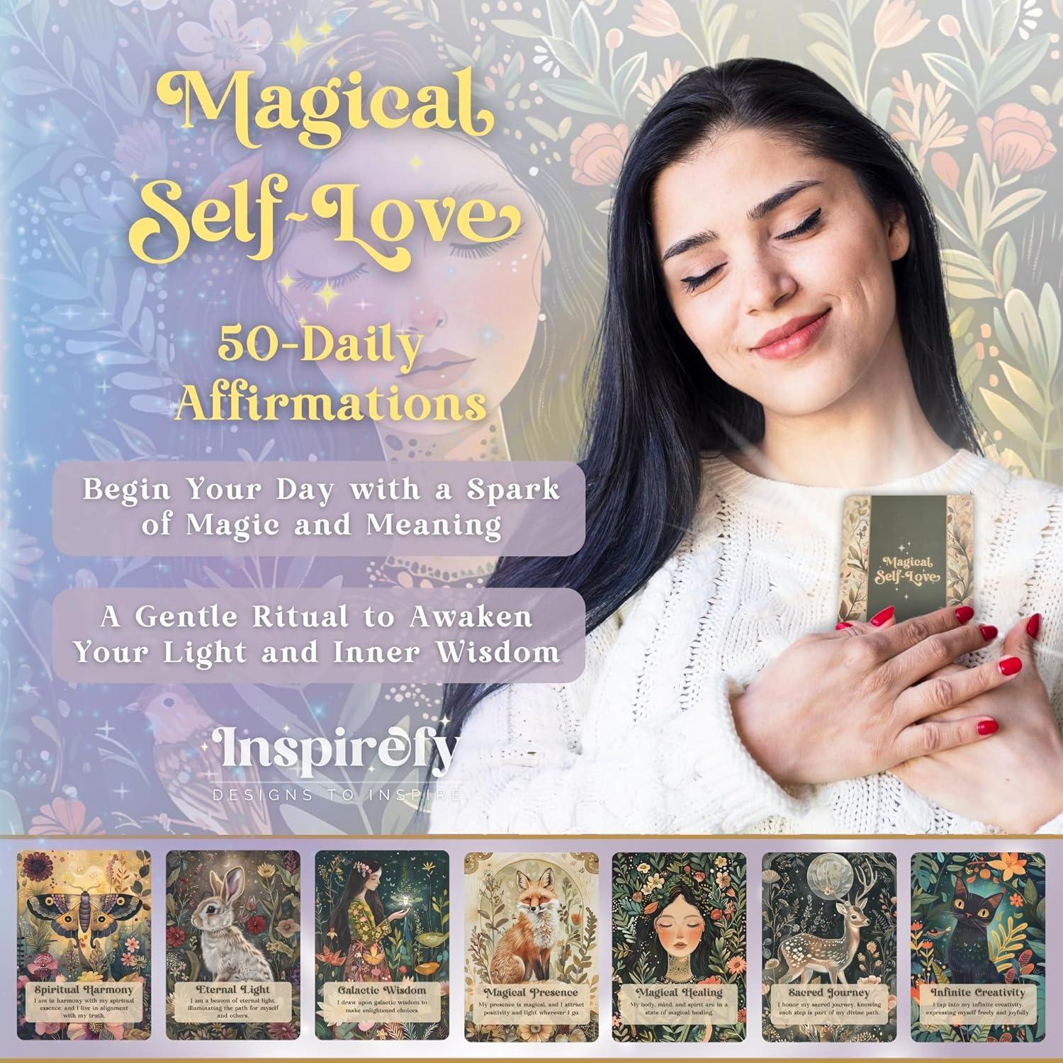 Tarjetas de Afirmación de Amor Propio Inspirefy - 50 Tarjetas Ilustradas