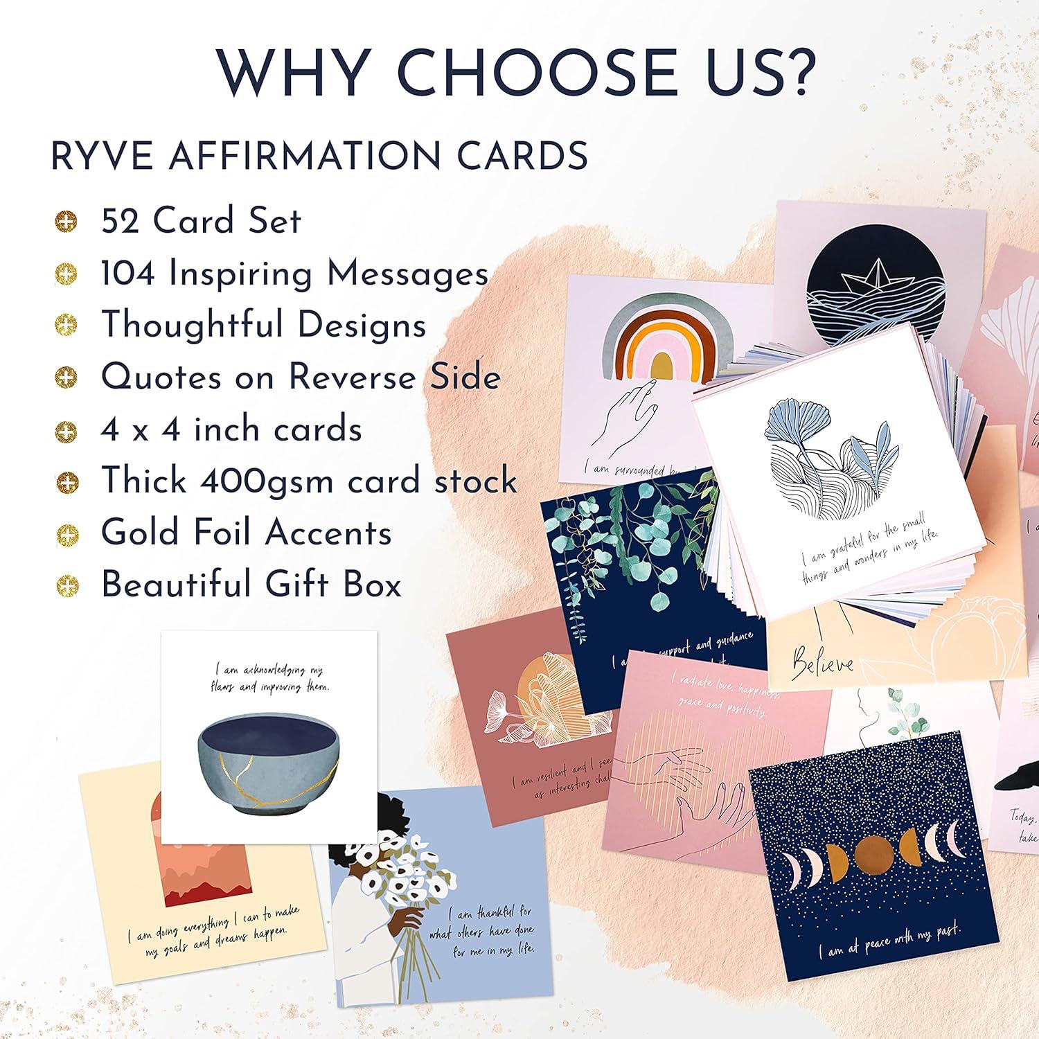 Tarjetas de Afirmaciones Positivas RYVE - 52 Tarjetas Motivacionales