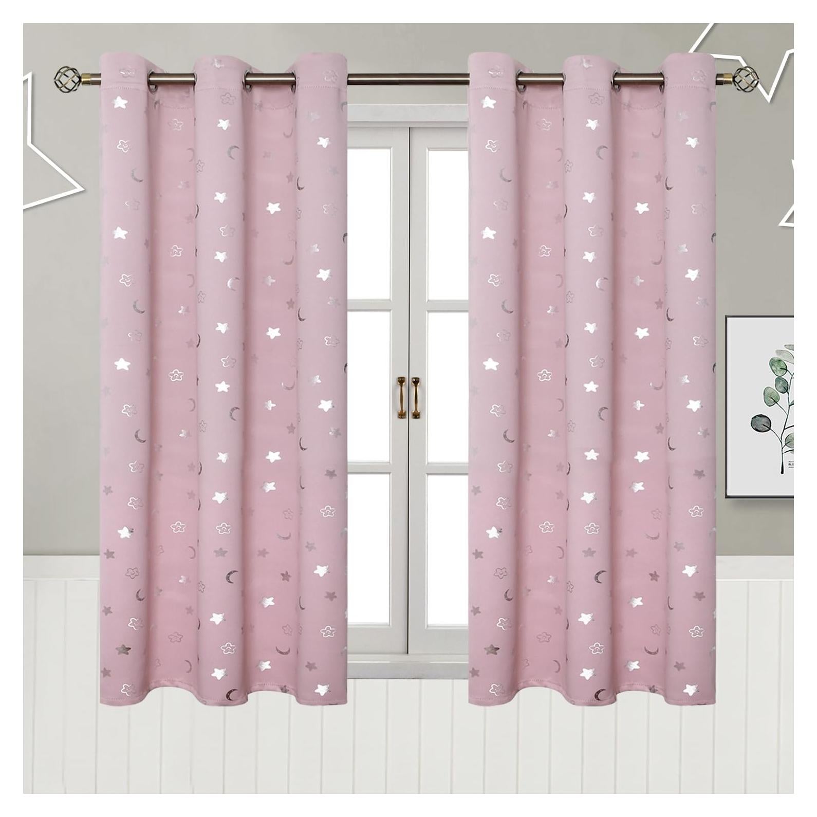 Cortinas Blackout BGment Rosa Claro 42x114 cm 2 Paneles