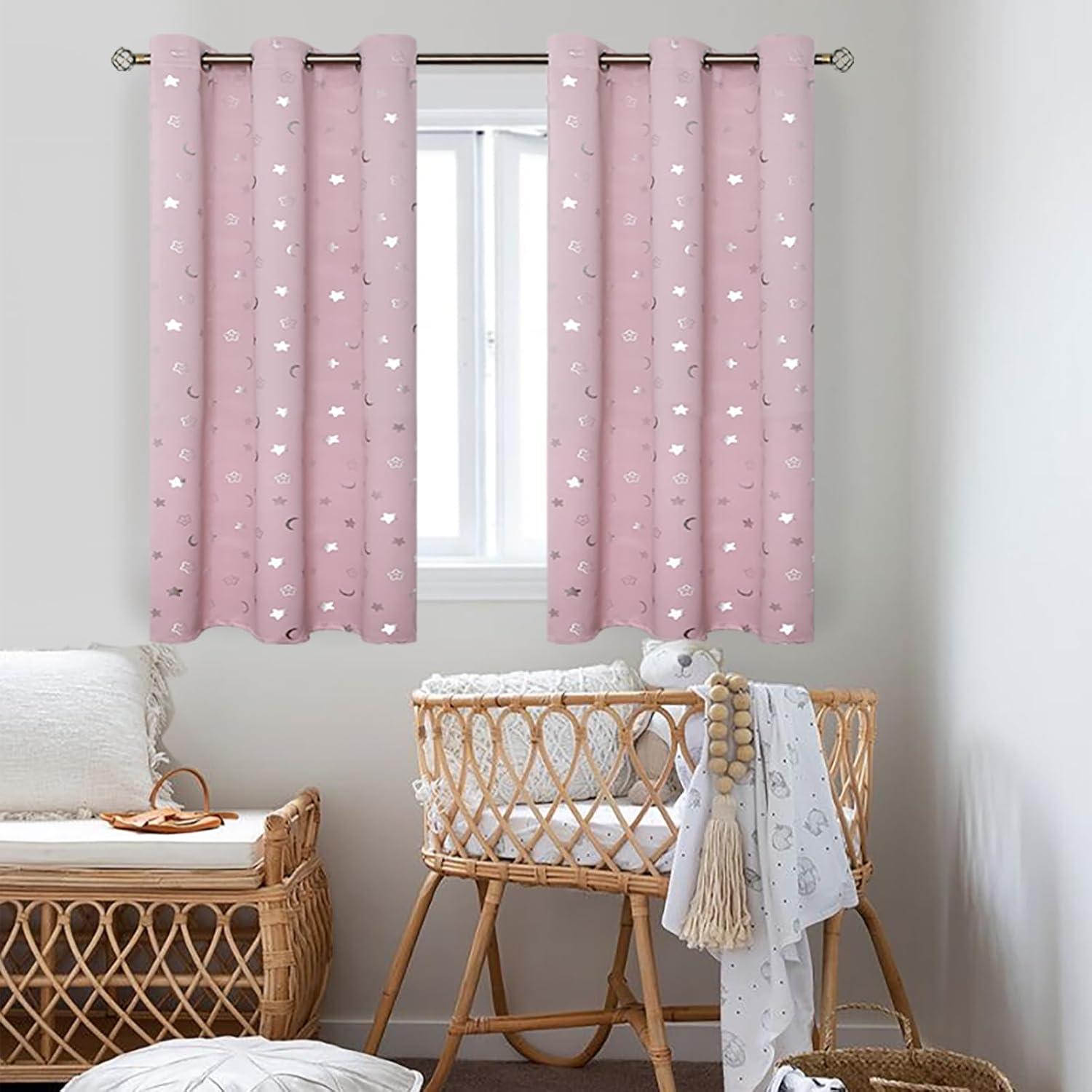 Cortinas Blackout BGment Rosa Claro 42x114 cm 2 Paneles