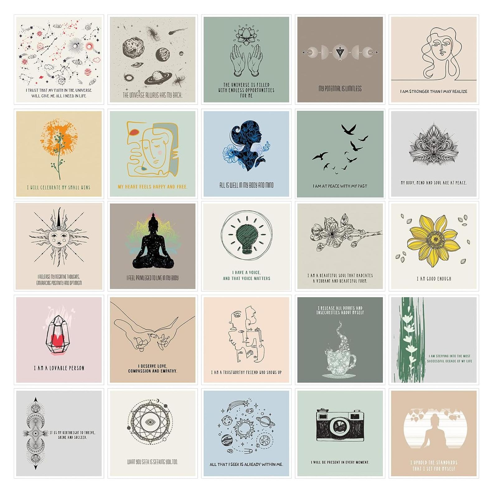 Tarjetas de Afirmación Positiva Outus - 50 Pcs 10x10 cm