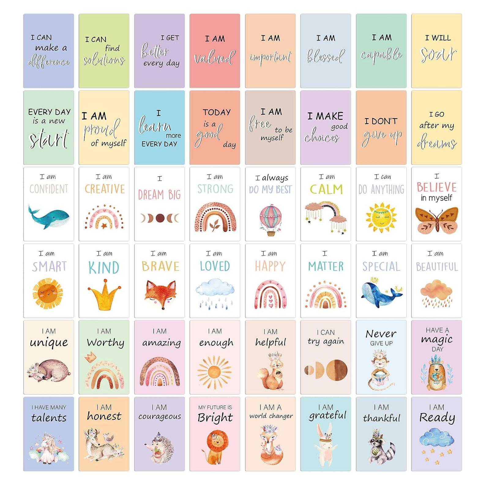 48 Tarjetas de Afirmación Positiva Leinuosen para Niños