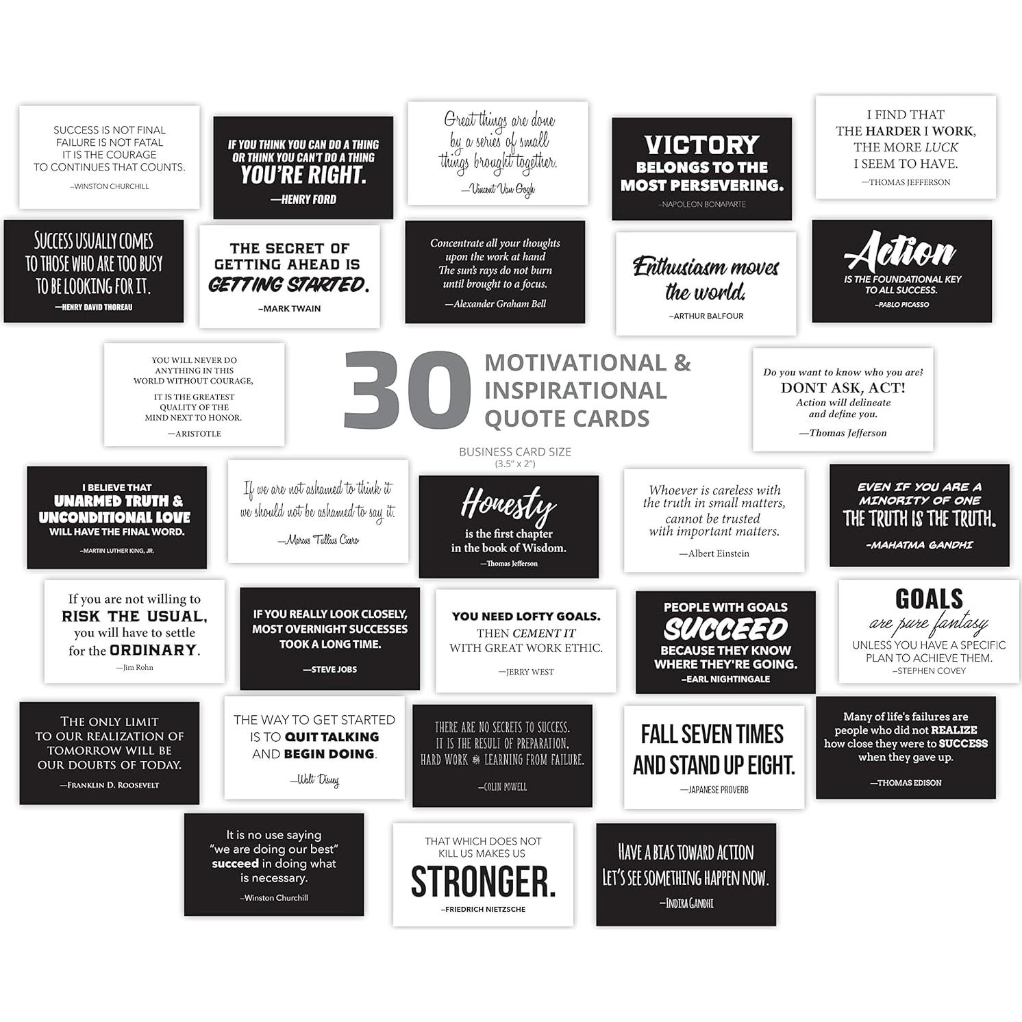 Tarjetas Motivacionales FOCUS AND ZEAL - 30 pcs Inspiradoras