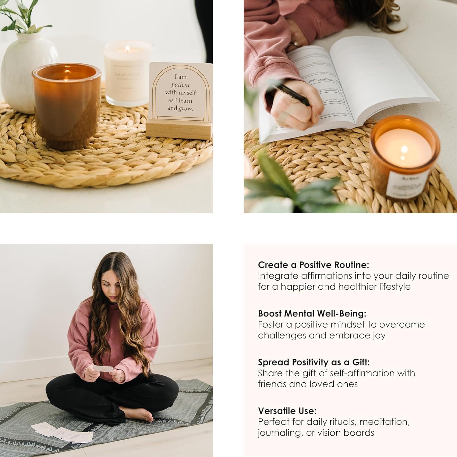 Tarjetas de Afirmación Positiva Rennie y Sage - 52 Tarjetas con Soporte de Madera