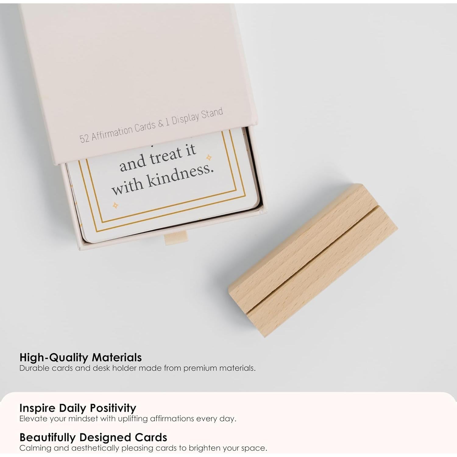 Tarjetas de Afirmación Positiva Rennie y Sage - 52 Tarjetas con Soporte de Madera