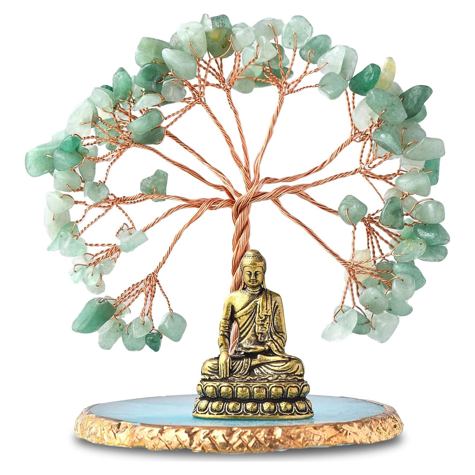 Estatua de Buda con Árbol de Cristales Sanadores 10cm