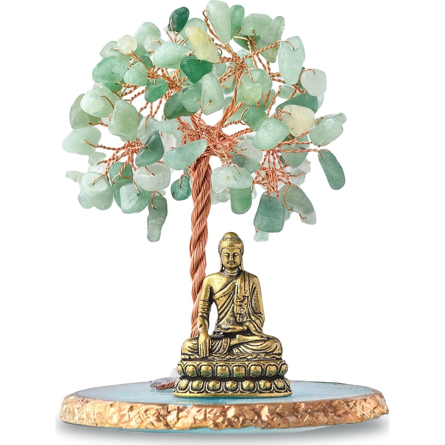 Estatua de Buda con Árbol de Cristales Sanadores 10cm