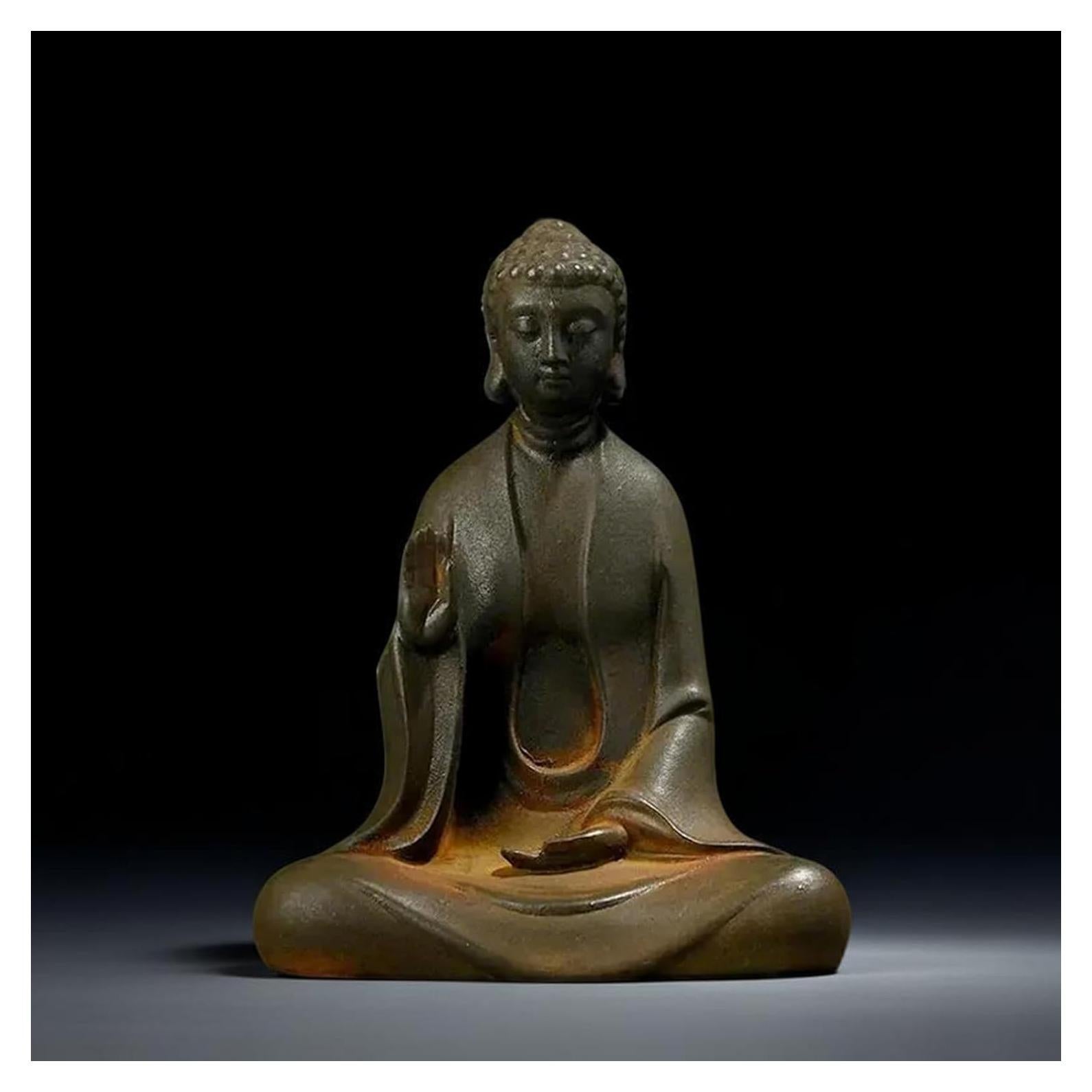 Estatua de Buda Sin Rostro Daisylily en Cobre Negro 12x9.5cm