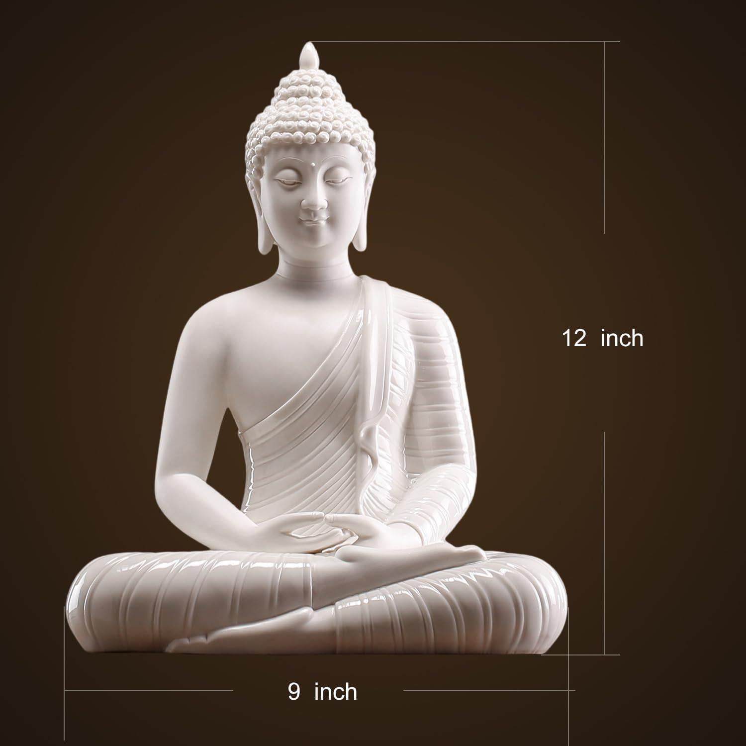 Estatua de Buda de Cerámica Blanca 30 cm Qinlang para Decoración