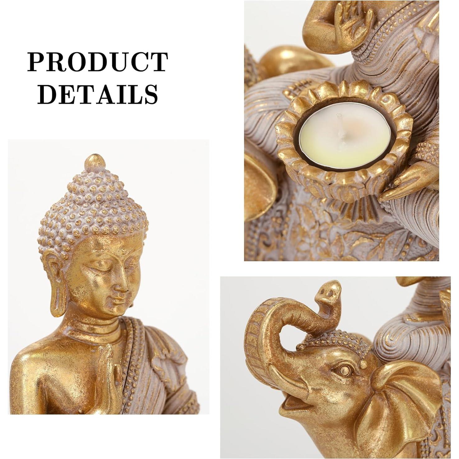 Estatua de Buda Dorada para Decoración Zen 22.5x10.5x29.2cm