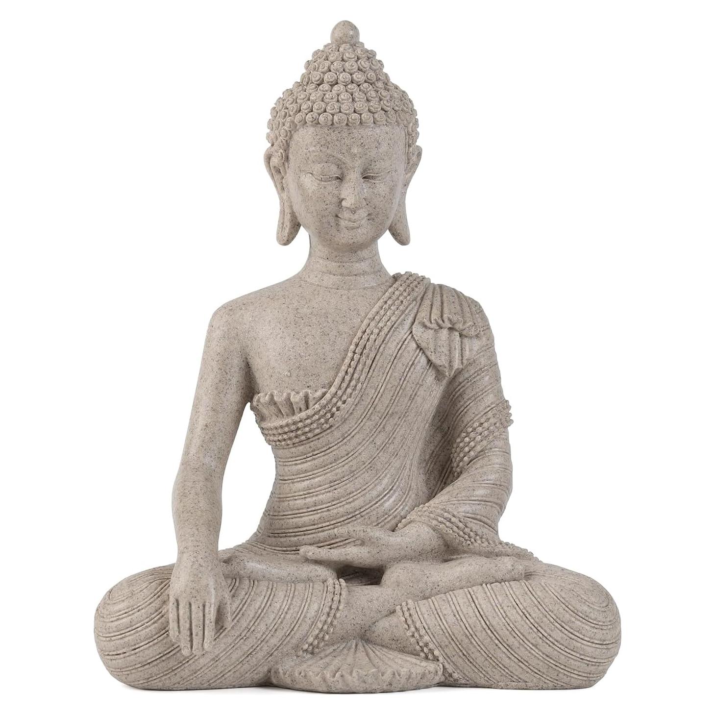 Estatua de Buda Beige y Blanca Suoedd 25.9 cm Decoración Zen