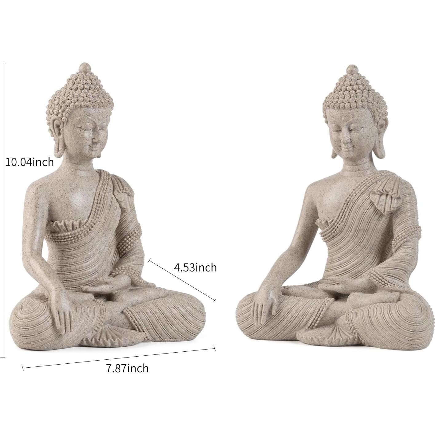 Estatua de Buda Beige y Blanca Suoedd 25.9 cm Decoración Zen