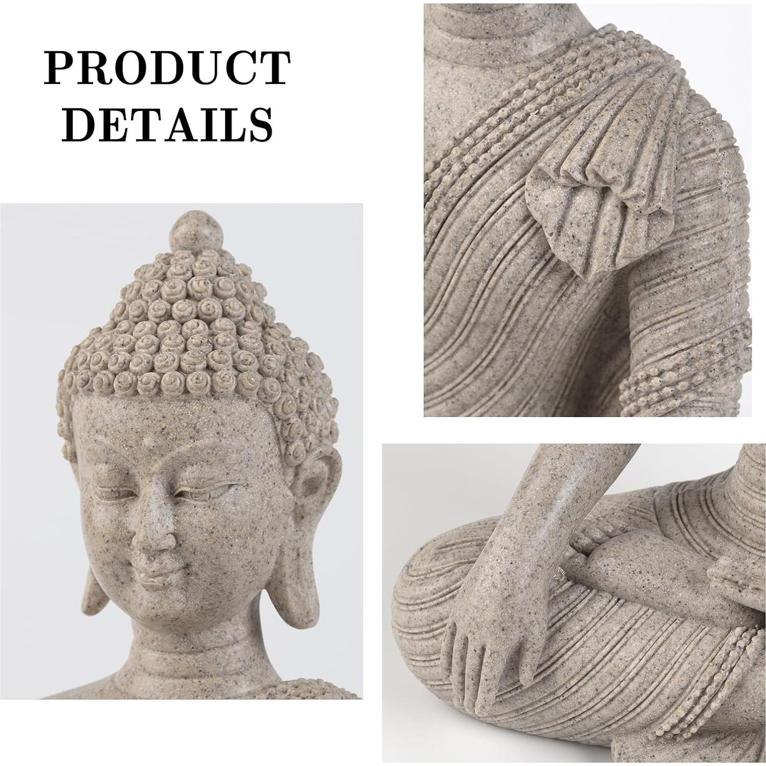 Estatua de Buda Beige y Blanca Suoedd 25.9 cm Decoración Zen