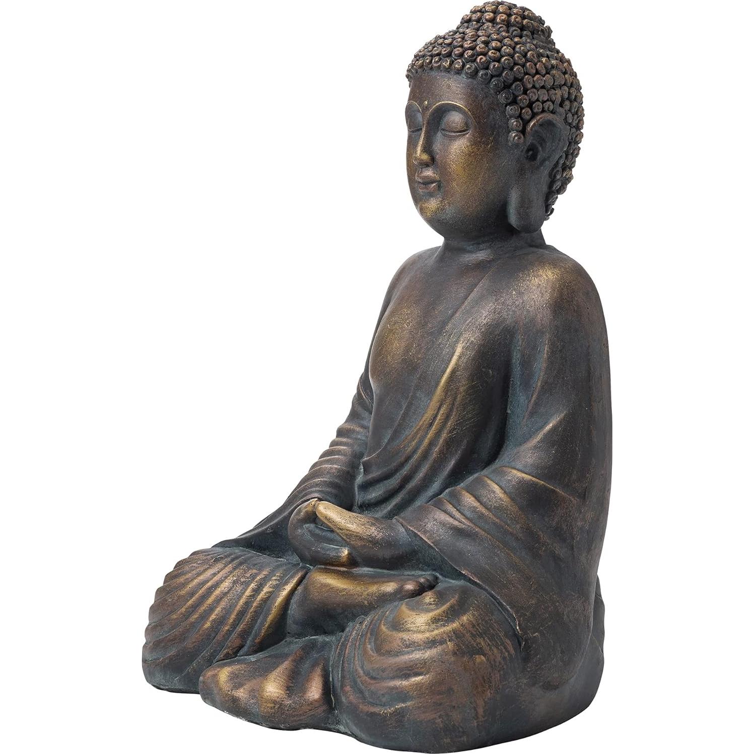 Estatua de Buda Meditador Glitzhome 48 cm Bronce Antiguo