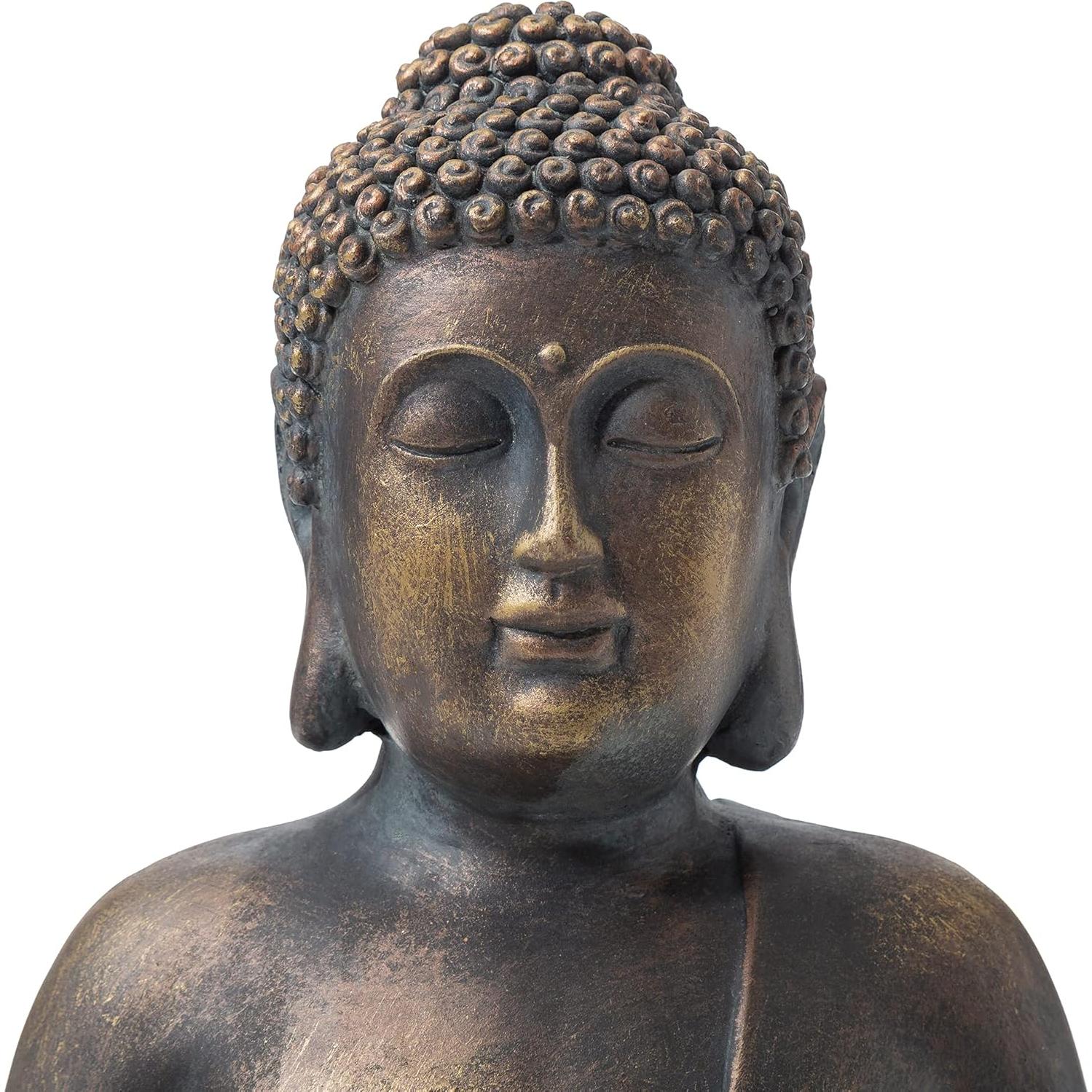 Estatua de Buda Meditador Glitzhome 48 cm Bronce Antiguo
