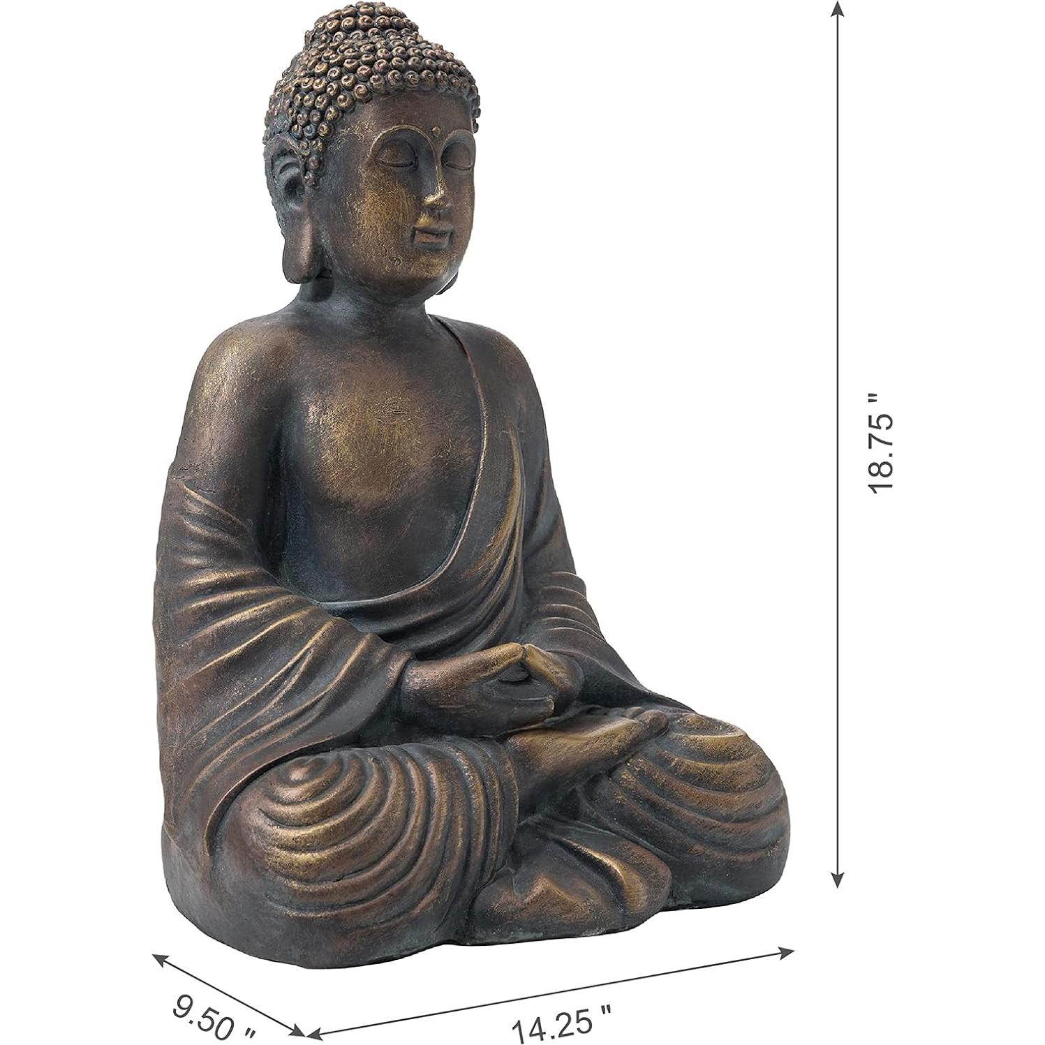 Estatua de Buda Meditador Glitzhome 48 cm Bronce Antiguo