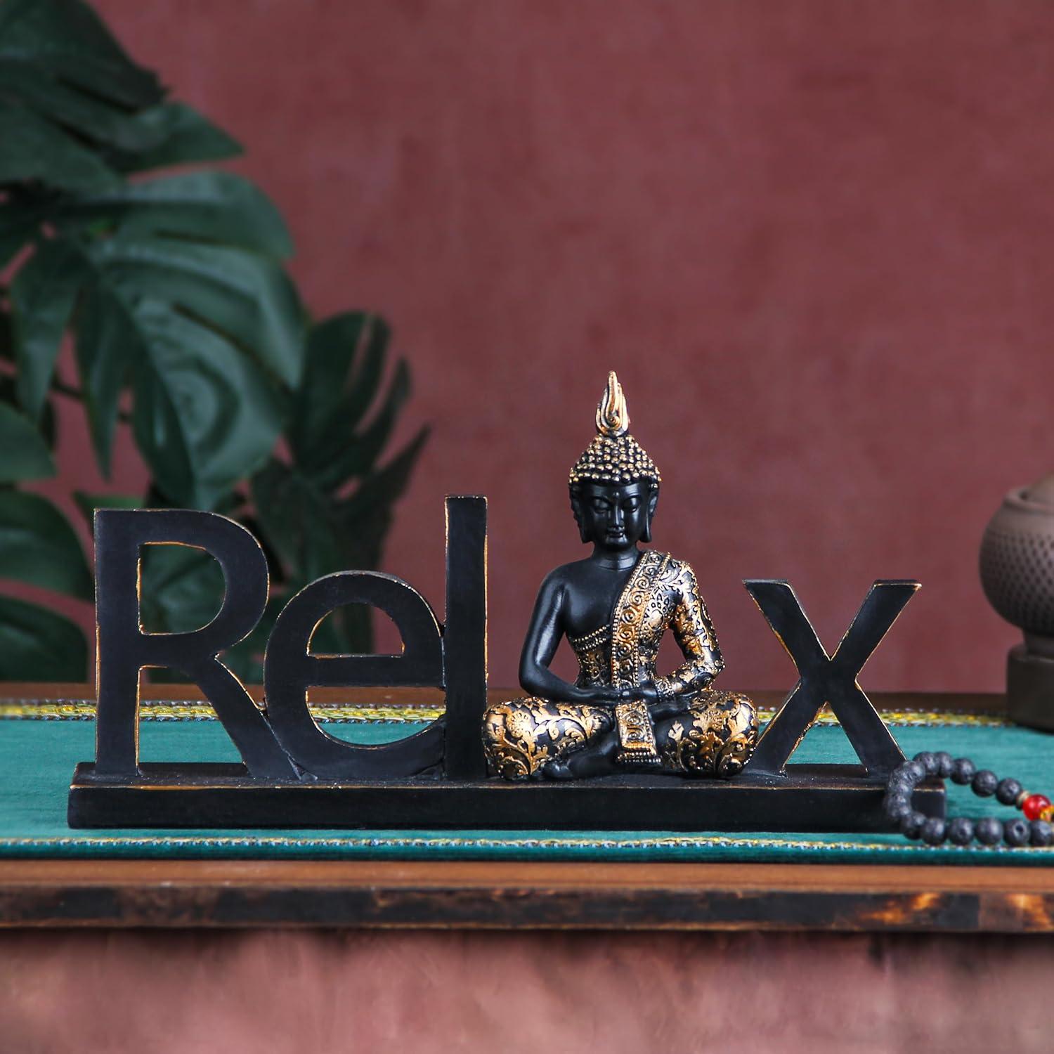 Estatua de Buda Smadeer Relajación 13.5x26.2 cm Resina