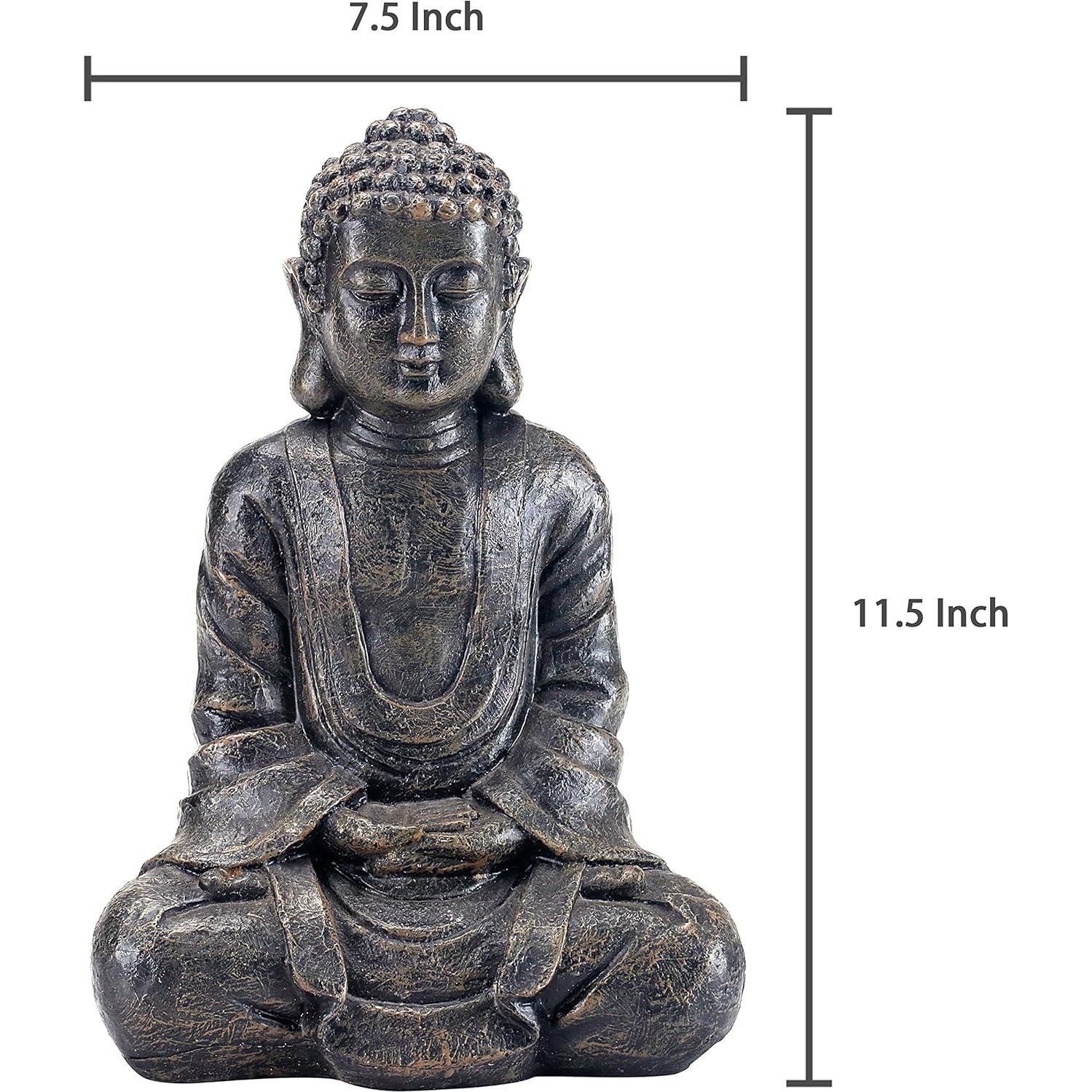 Estatua de Buda Sentado MyGift 29 cm Resina Gris Decorativa