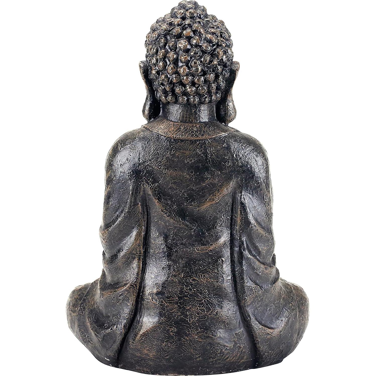 Estatua de Buda Sentado MyGift 29 cm Resina Gris Decorativa