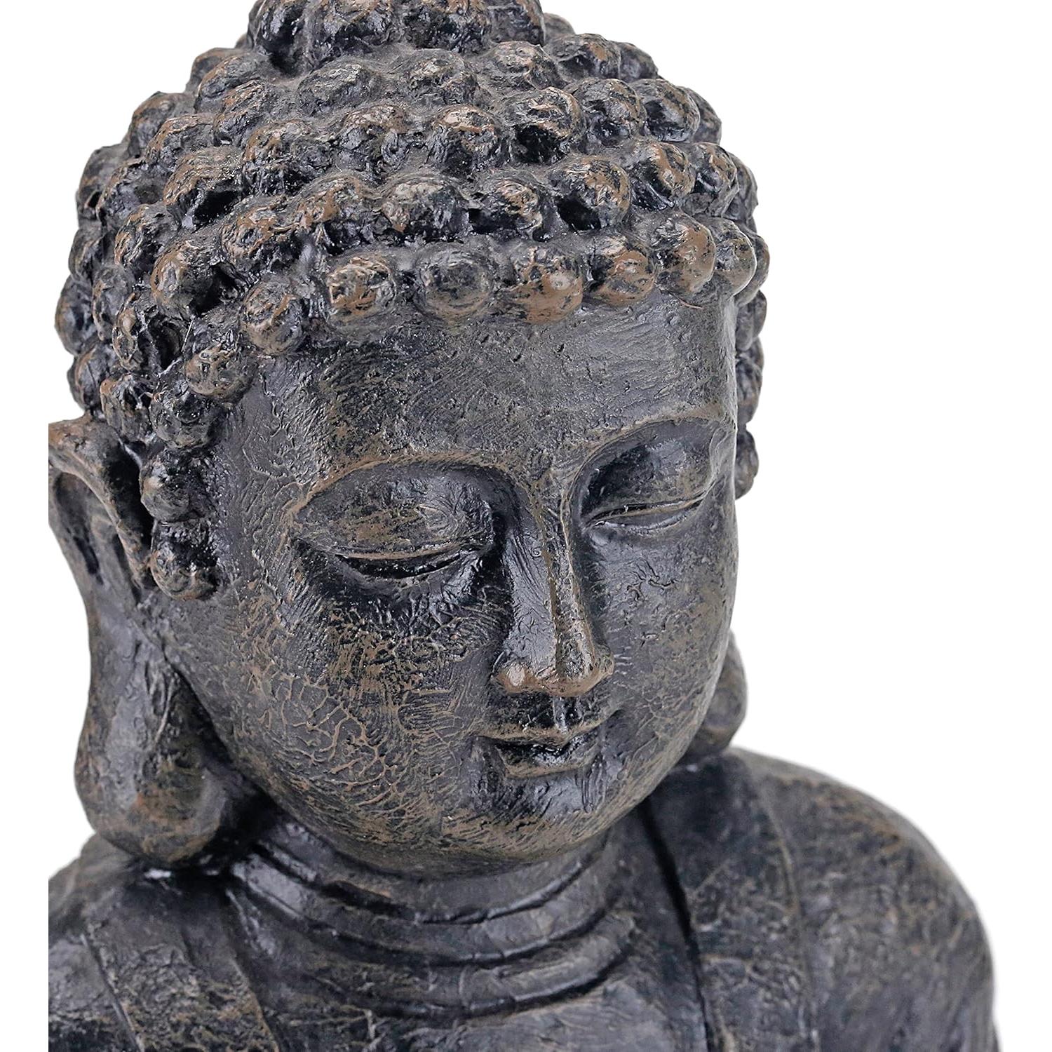 Estatua de Buda Sentado MyGift 29 cm Resina Gris Decorativa