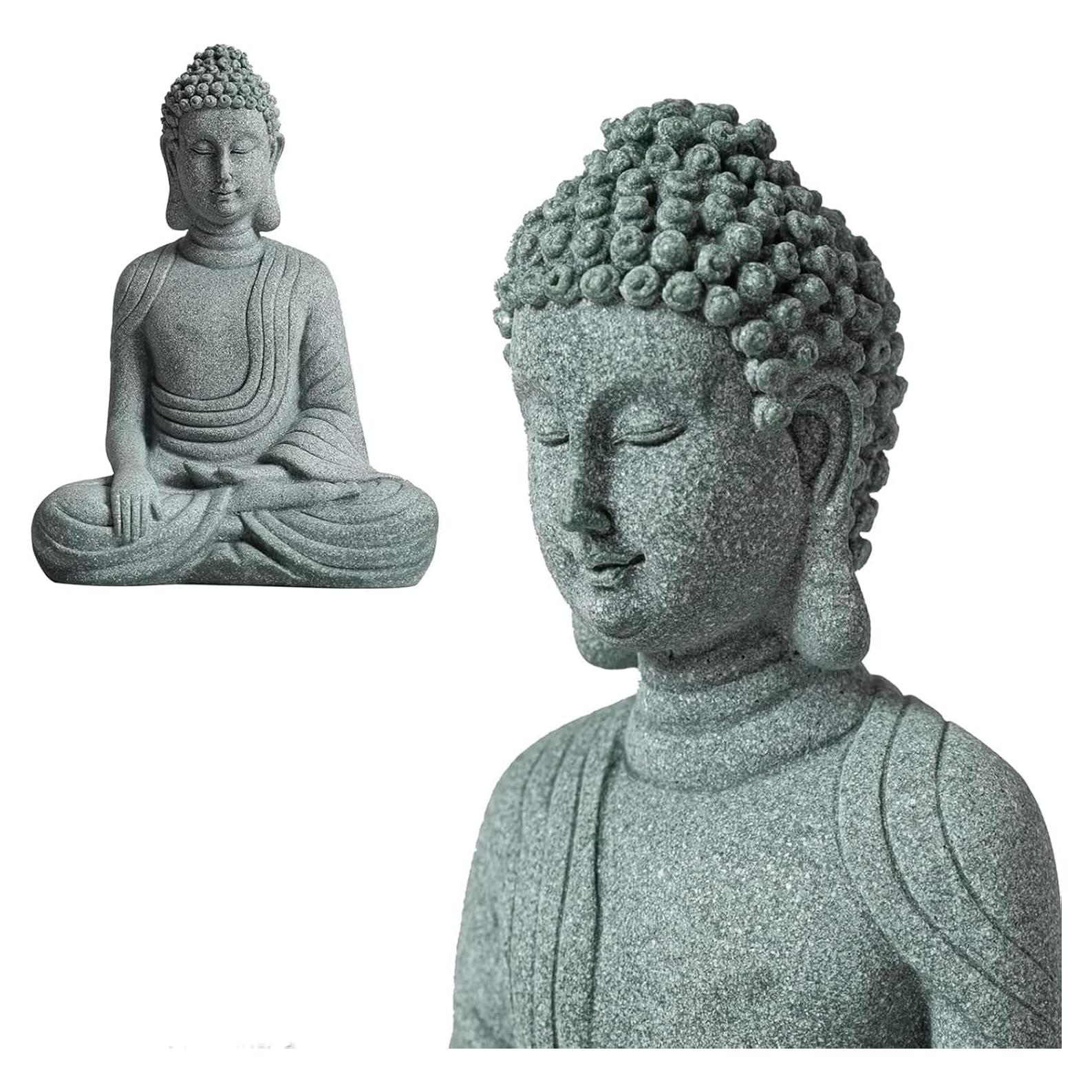 Estatua de Buda Meditador Hecha a Mano en Piedra 14cm