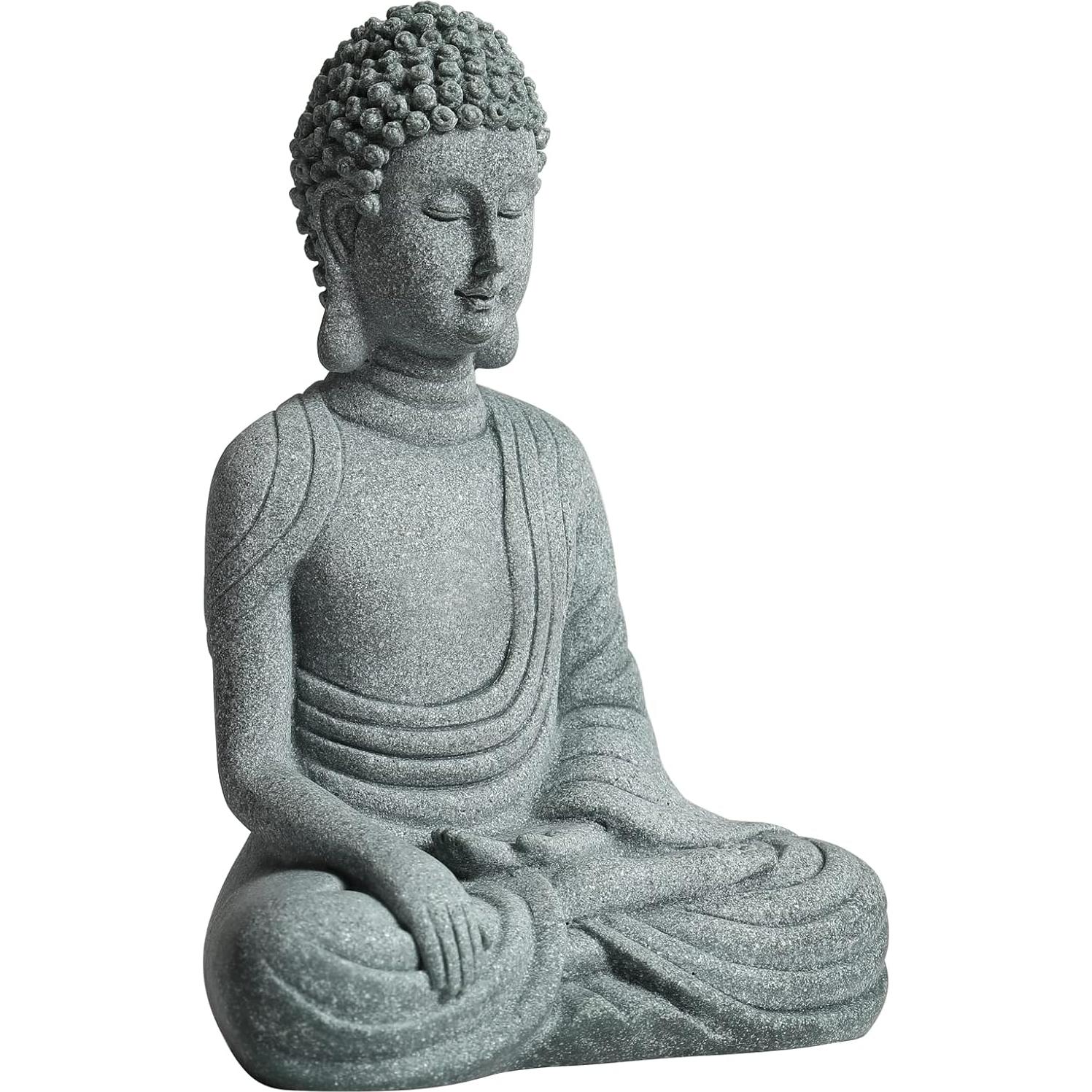 Estatua de Buda Meditador Hecha a Mano en Piedra 14cm