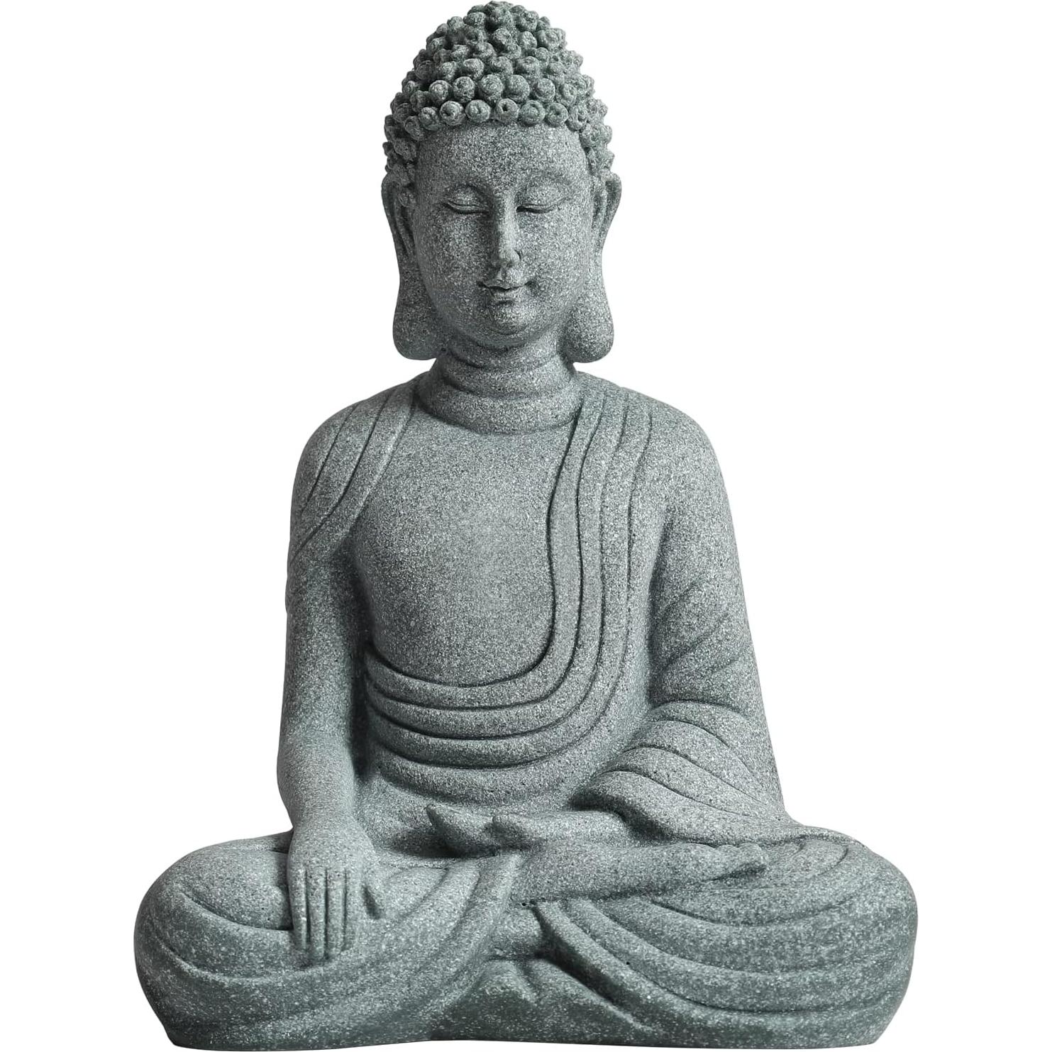 Estatua de Buda Meditador Hecha a Mano en Piedra 14cm