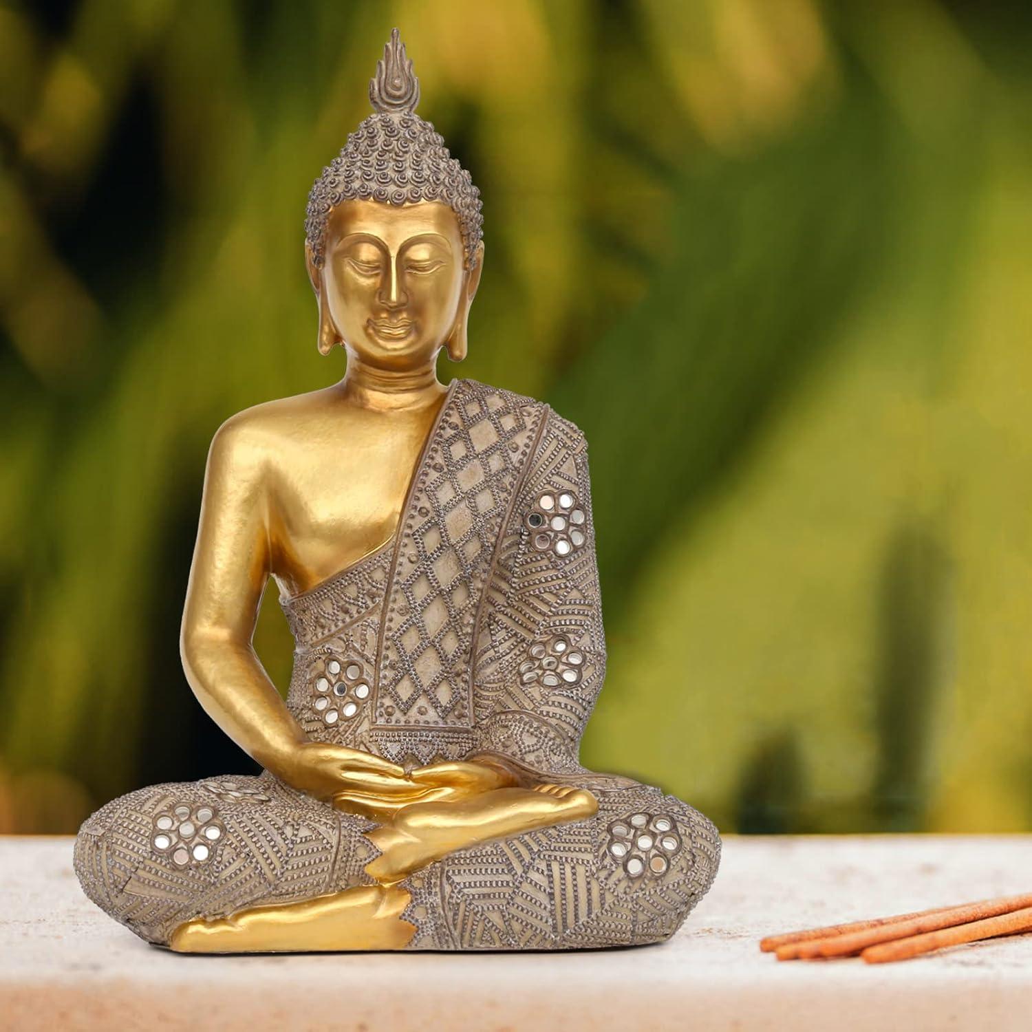 Estatua de Buda Dorada 33 cm - Decoración Zen para Hogar