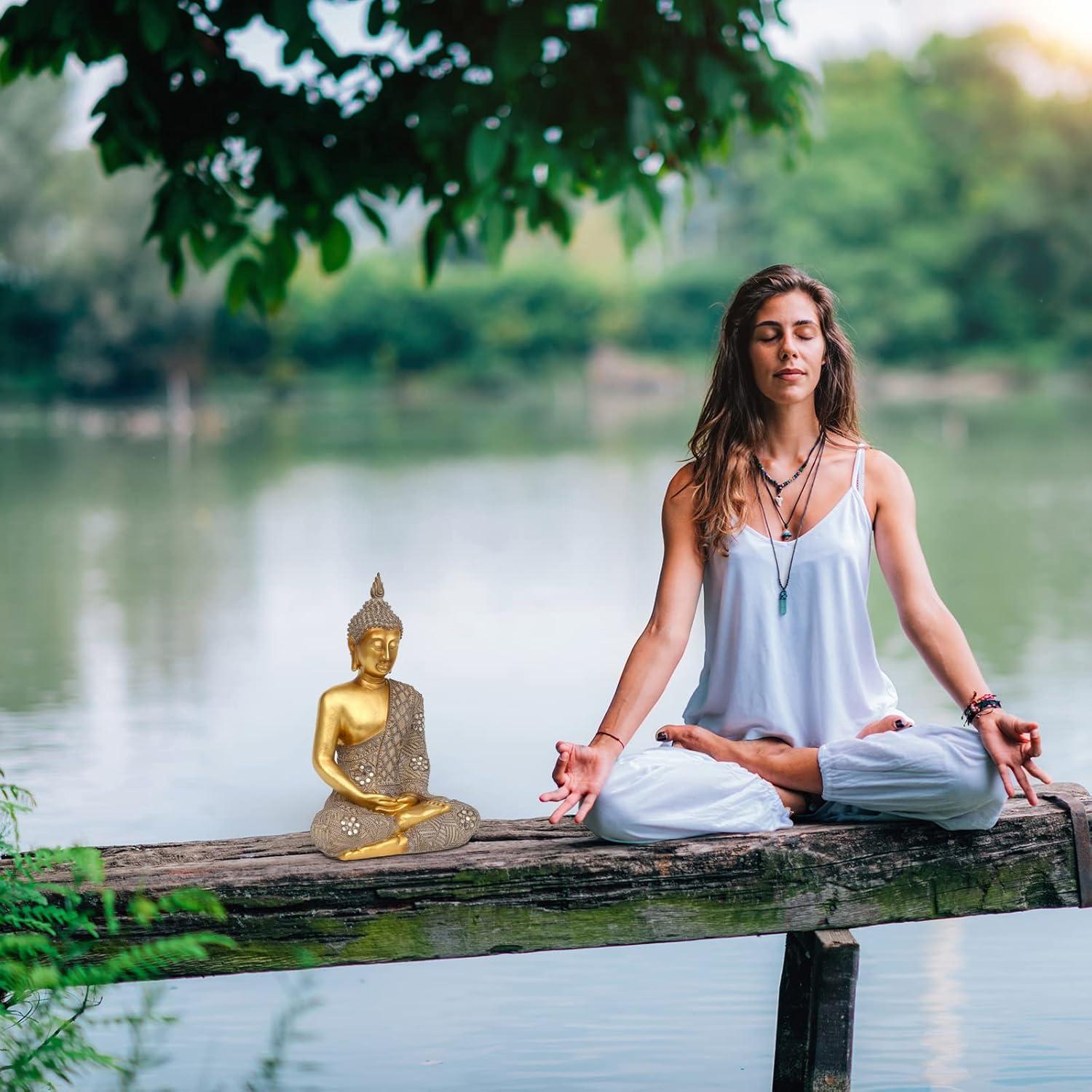 Estatua de Buda Dorada 33 cm - Decoración Zen para Hogar