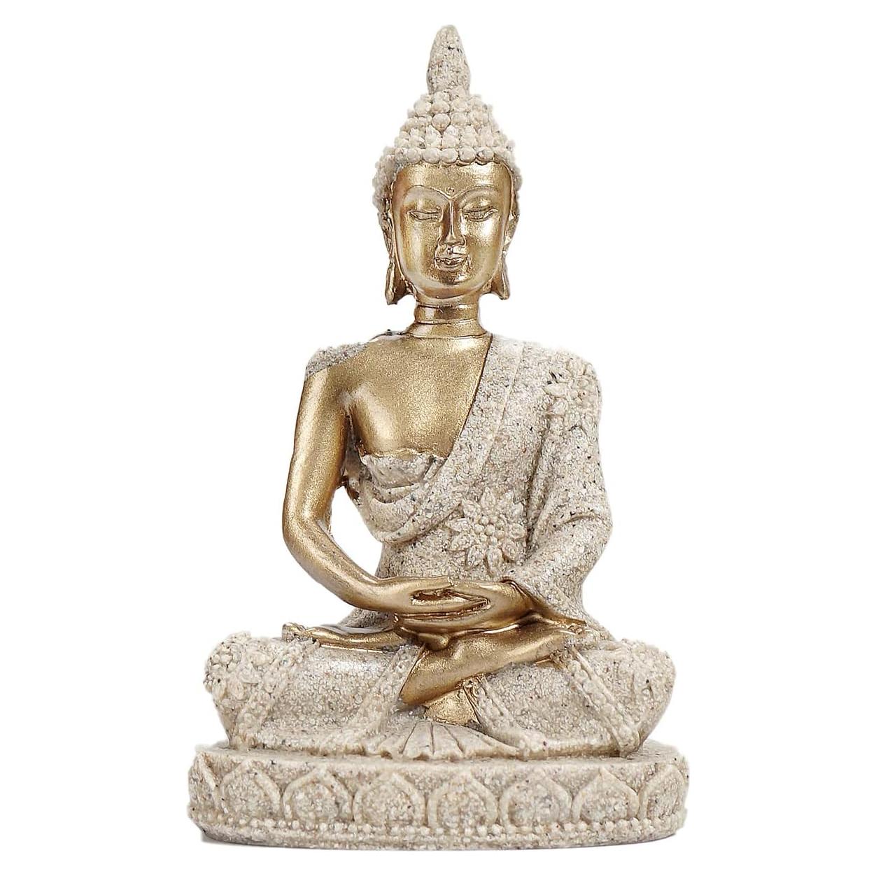 Estatua de Buda Meditativa HYFAN 10.9 cm Oro 4 Decoración