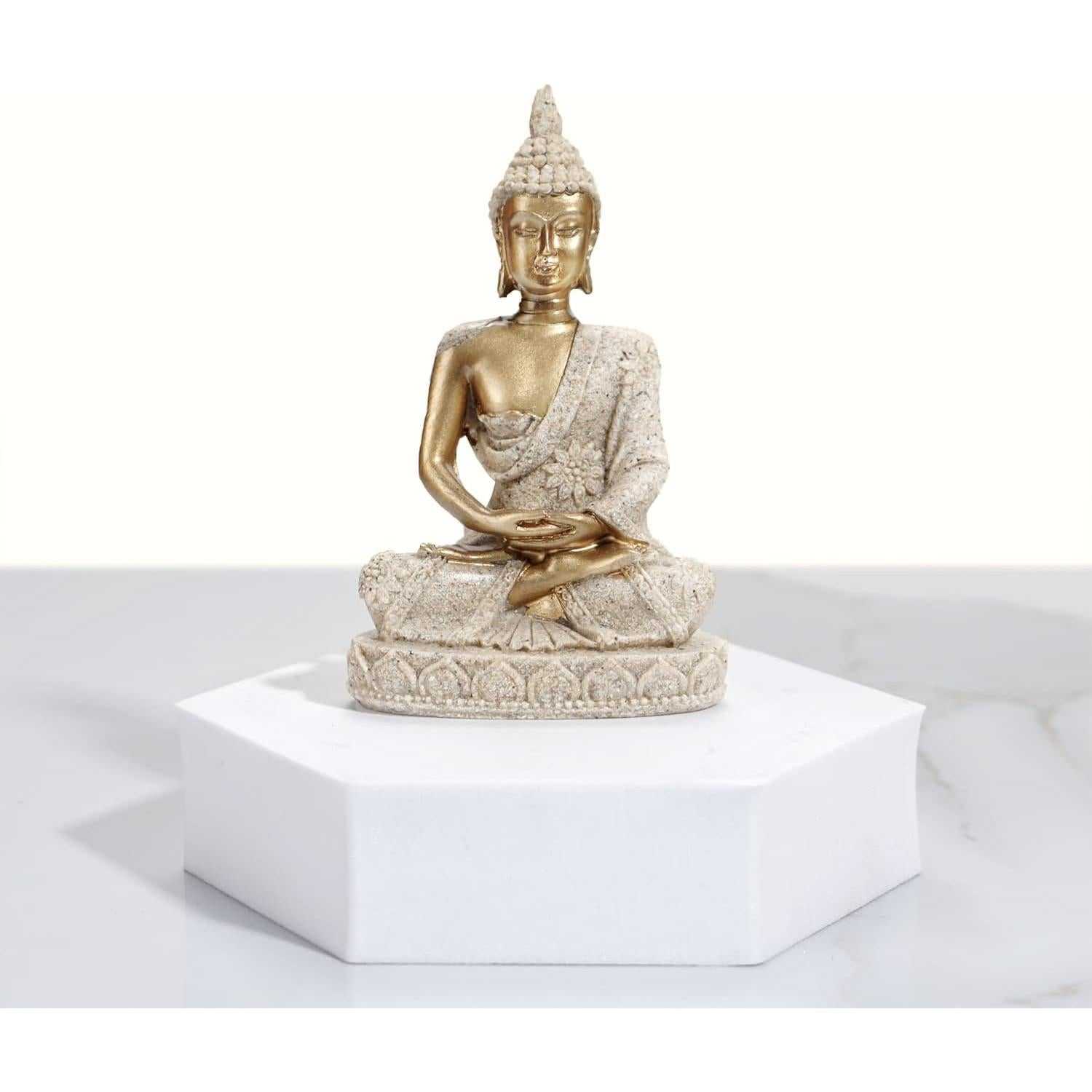 Estatua de Buda Meditativa HYFAN 10.9 cm Oro 4 Decoración