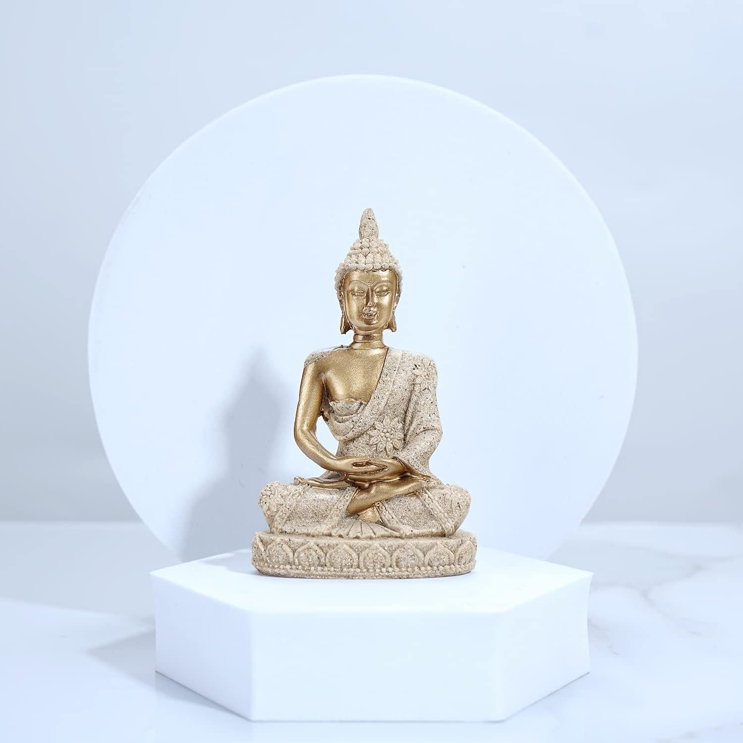 Estatua de Buda Meditativa HYFAN 10.9 cm Oro 4 Decoración