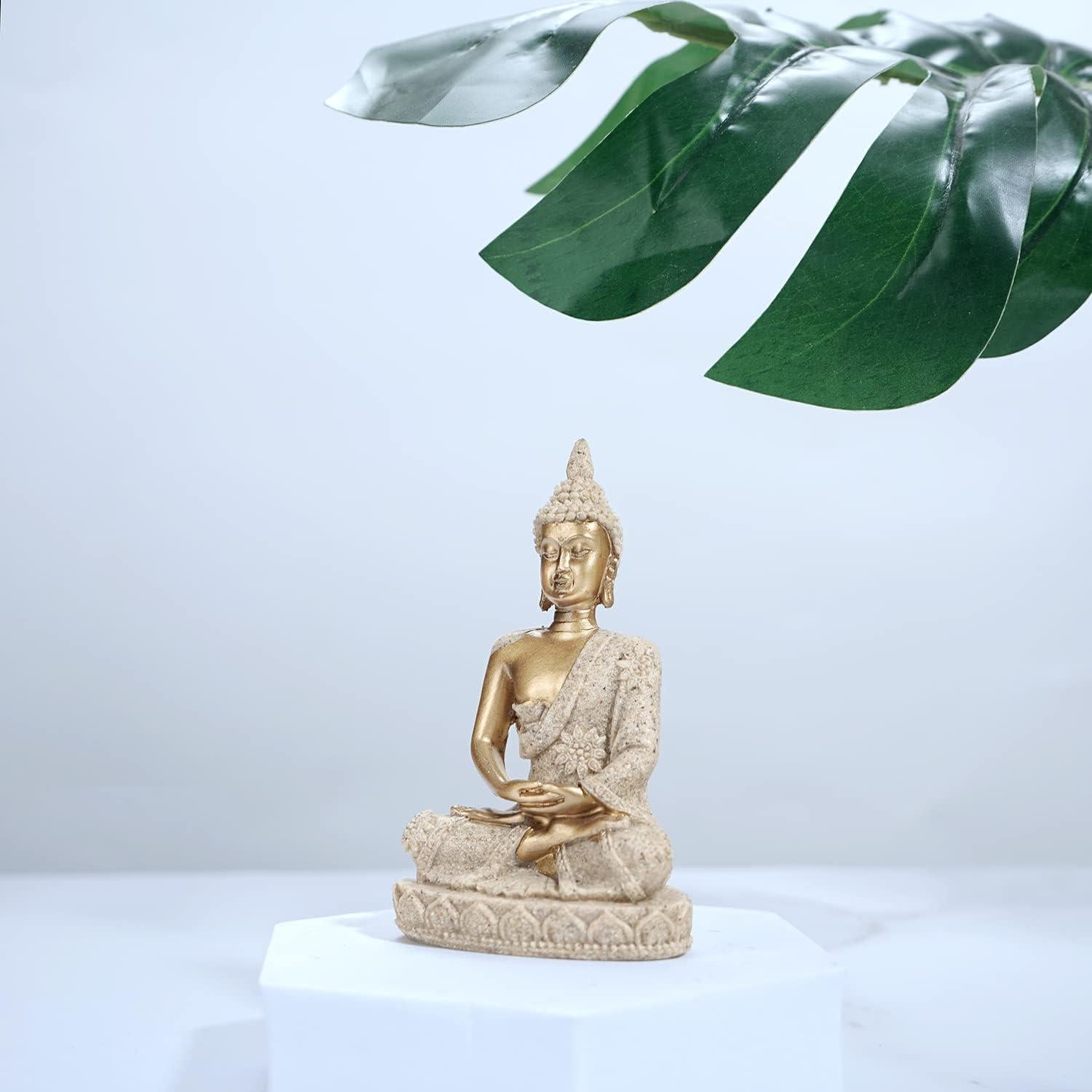 Estatua de Buda Meditativa HYFAN 10.9 cm Oro 4 Decoración