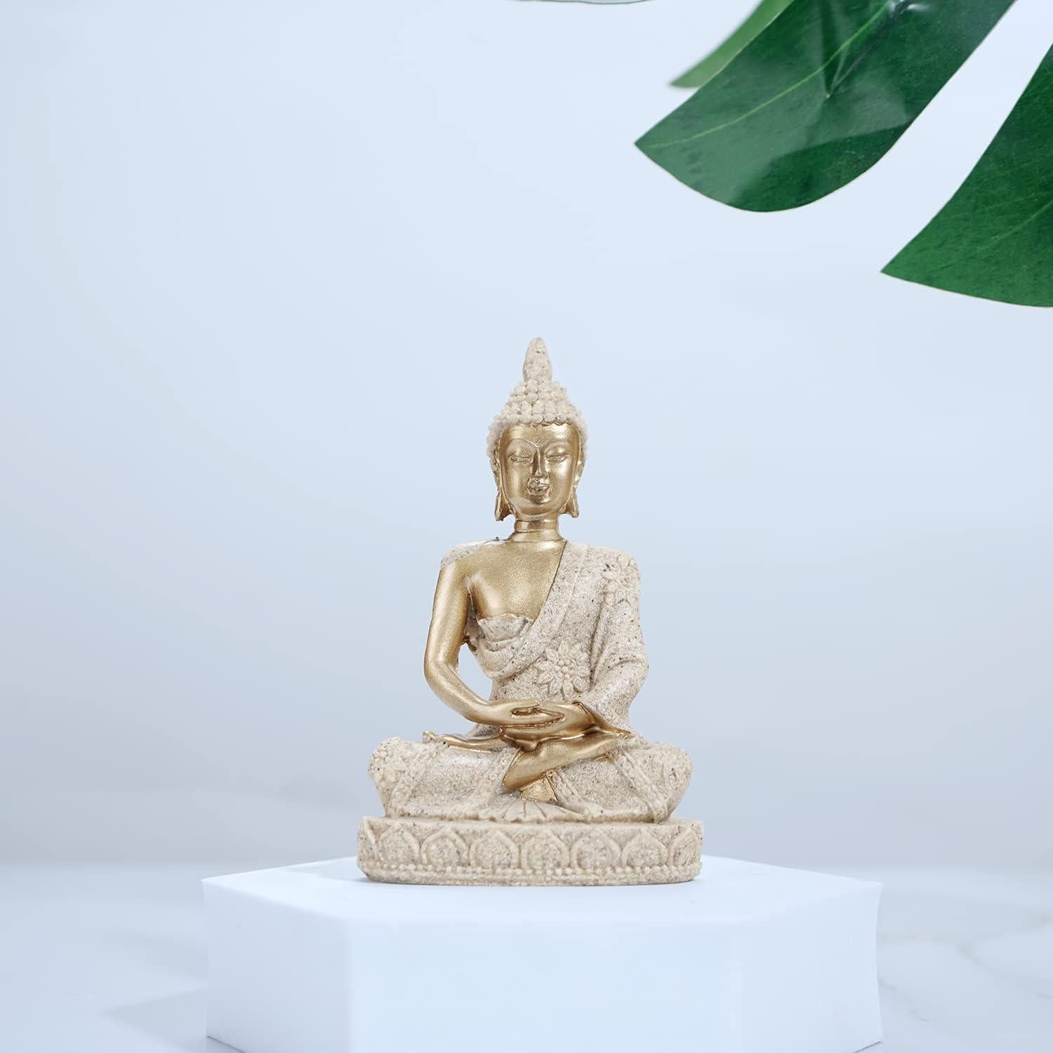 Estatua de Buda Meditativa HYFAN 10.9 cm Oro 4 Decoración