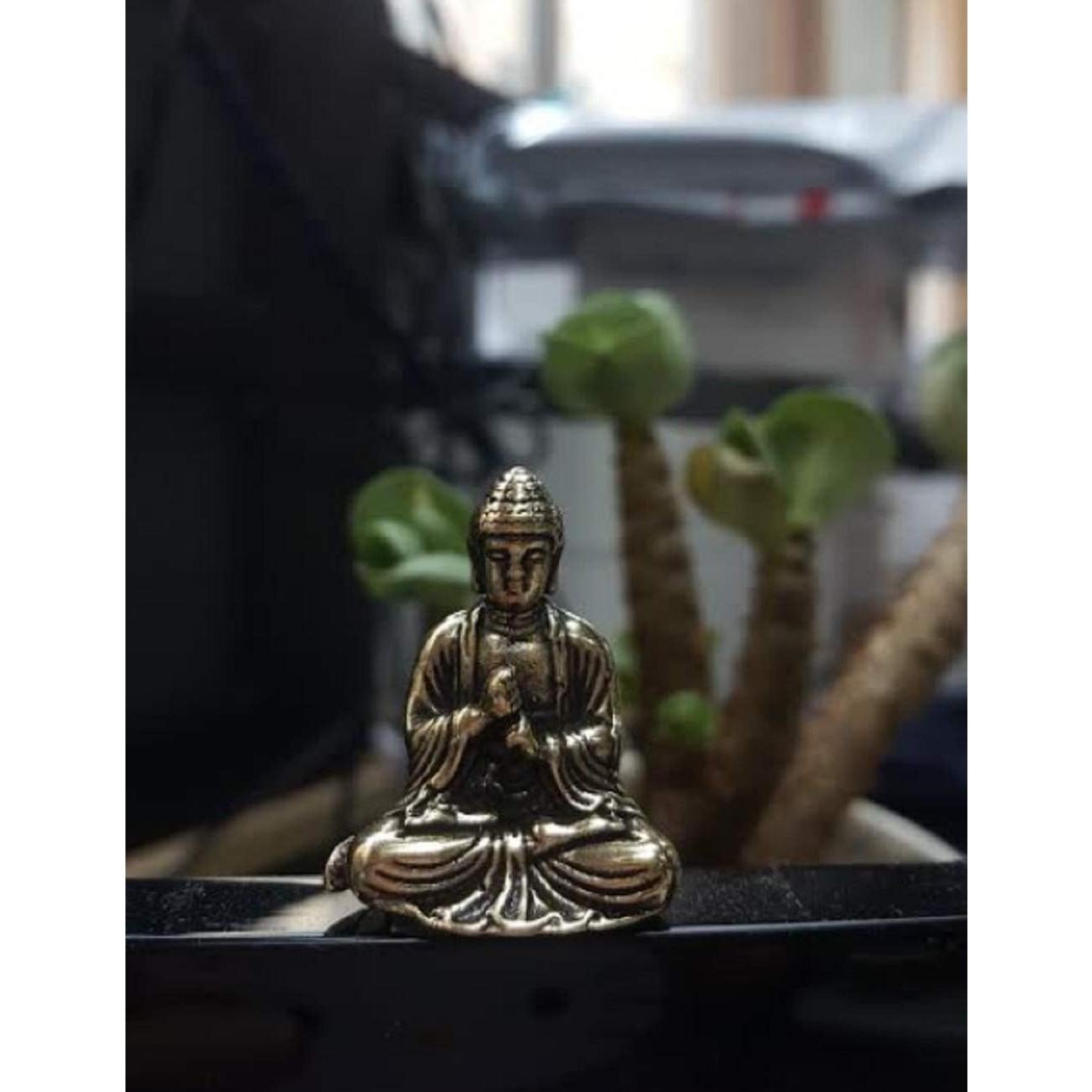 Estatua Mini Buda DMtse de Latón 5.08x6.1x7.11 cm Meditación