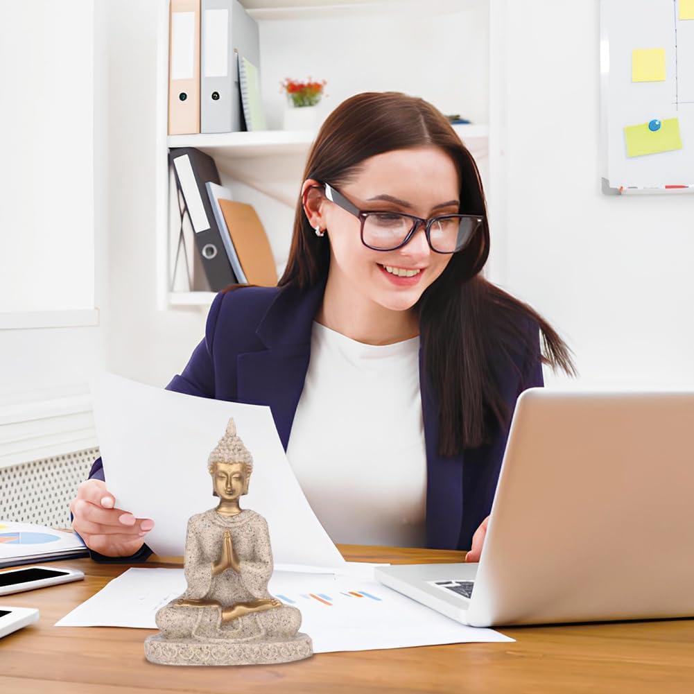 Estatua de Buda Pequeña de Arenisca 8cm para Jardín