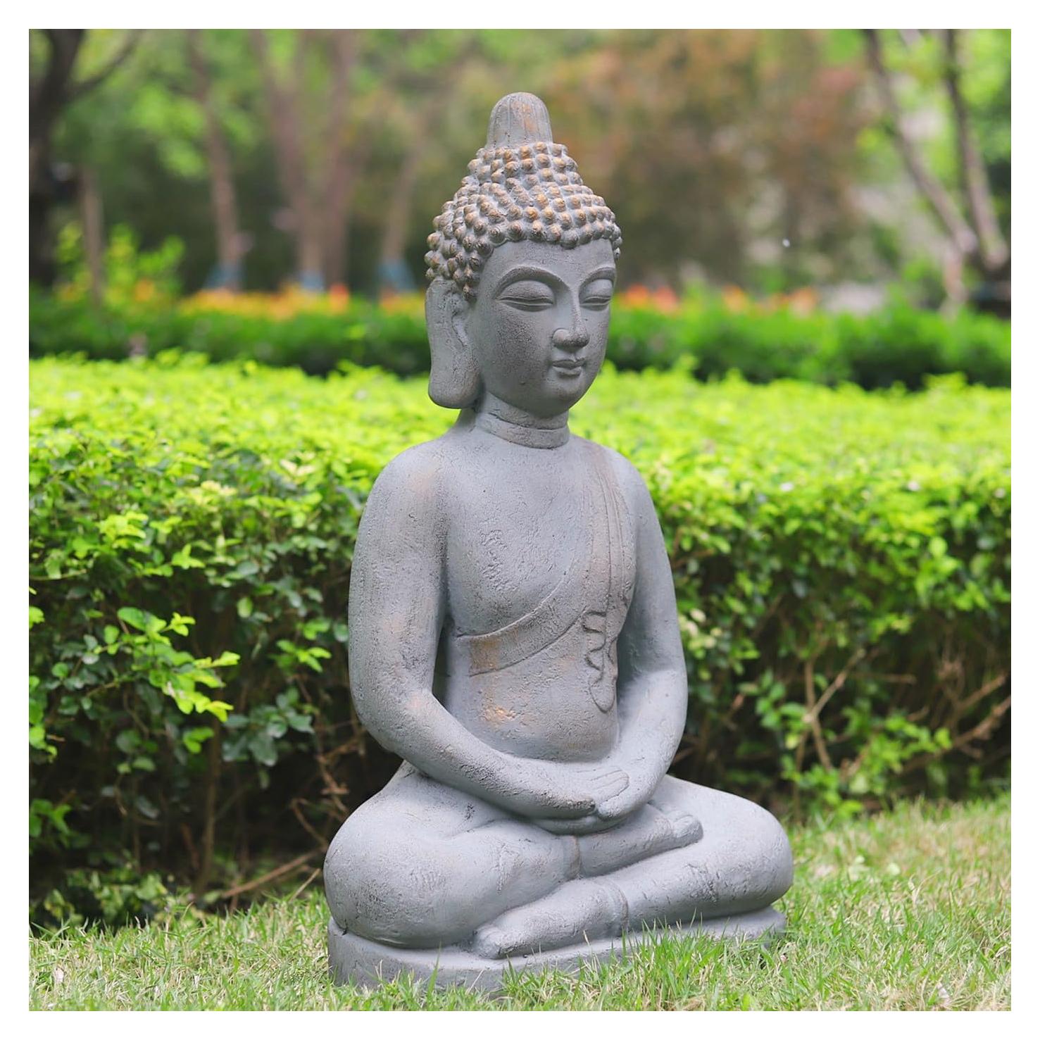 Estatua de Buda Meditativa VANZUNE 66cm MGO Gris Decorativa