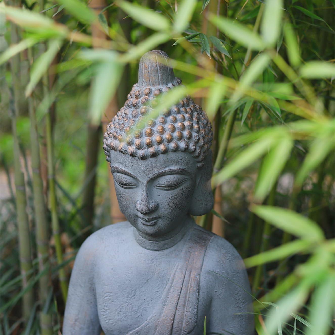 Estatua de Buda Meditativa VANZUNE 66cm MGO Gris Decorativa