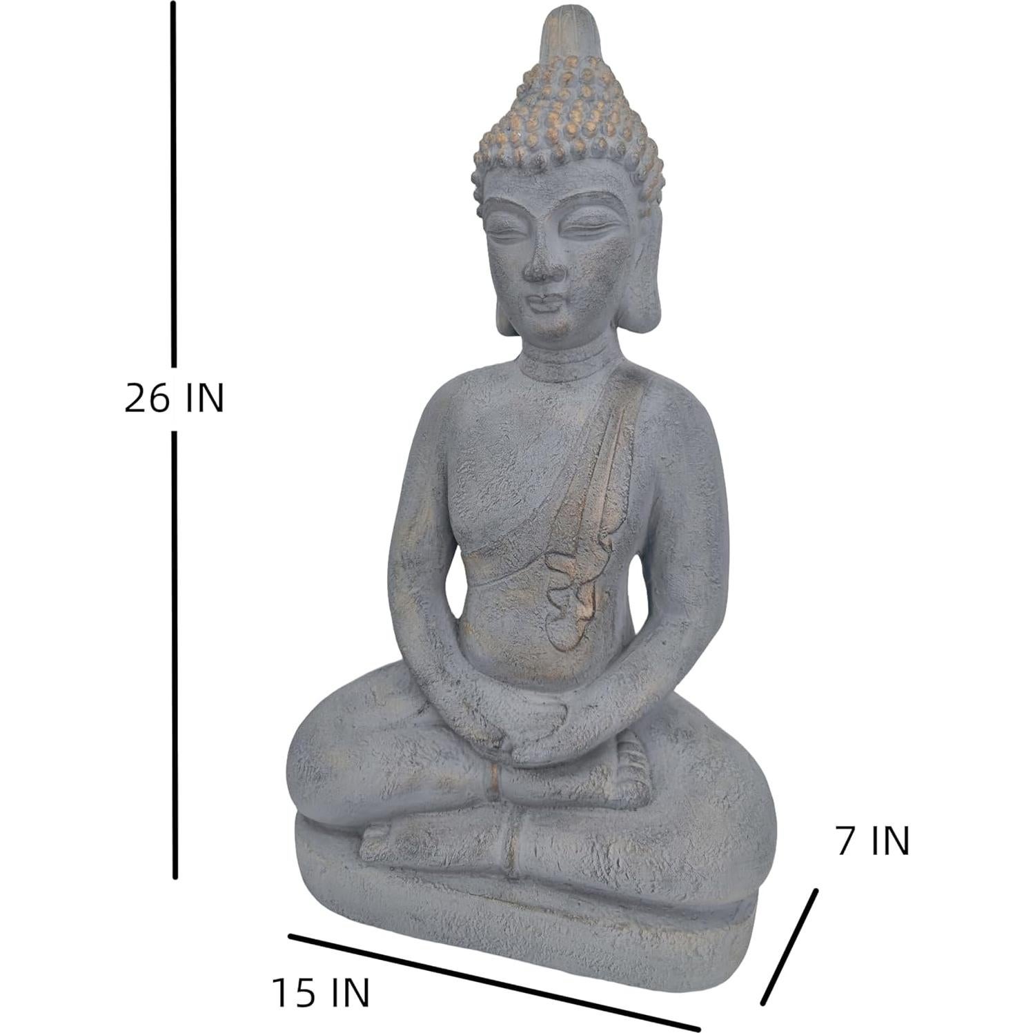 Estatua de Buda Meditativa VANZUNE 66cm MGO Gris Decorativa