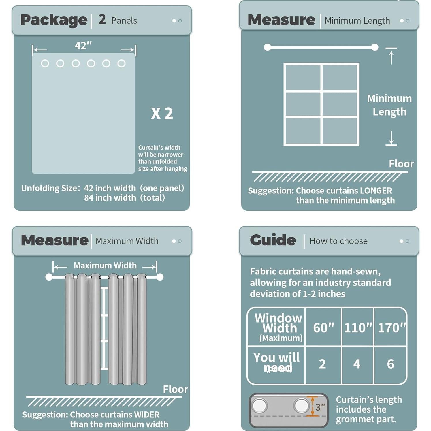 Cortinas Opacas BGment 2 Paneles 106x182 cm Estrellas Luna