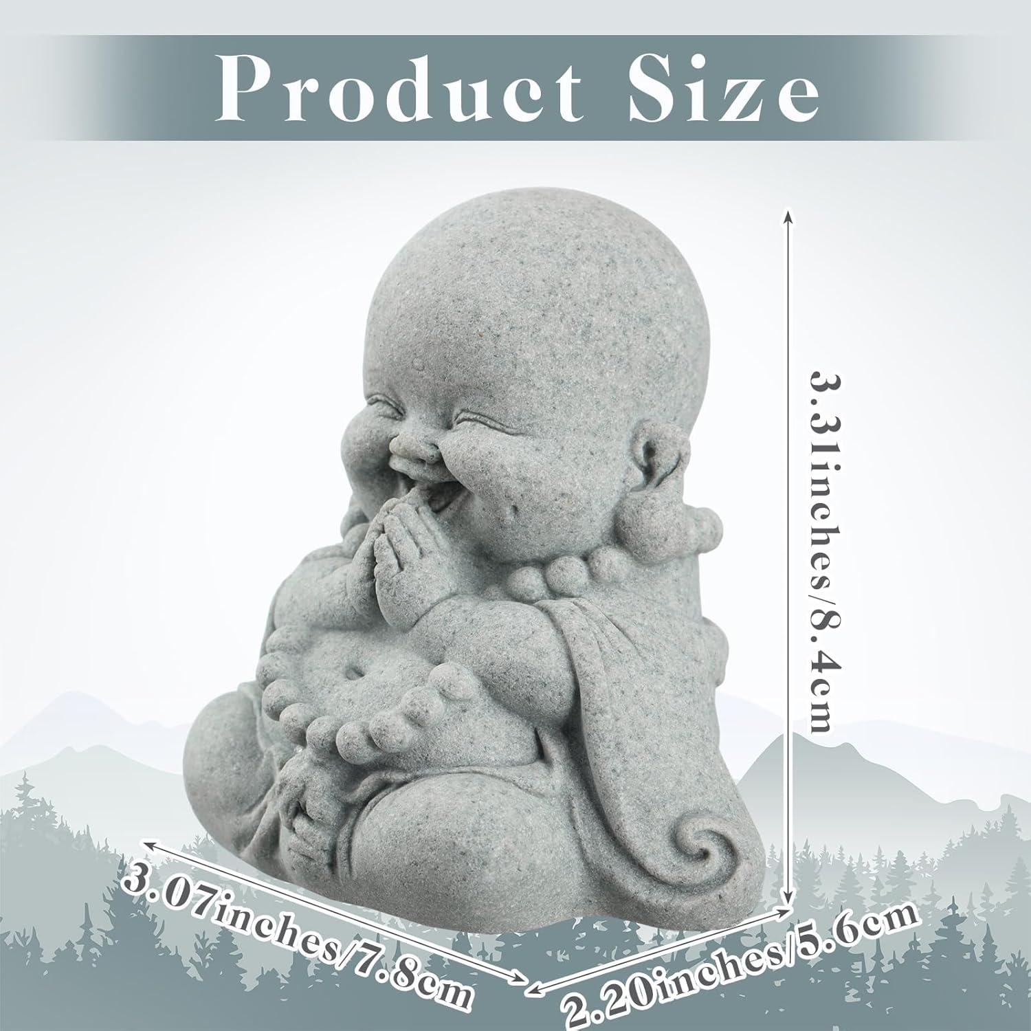 Estatua de Arenisca Buda de Oración 7.8x8.4x5.6cm Landical