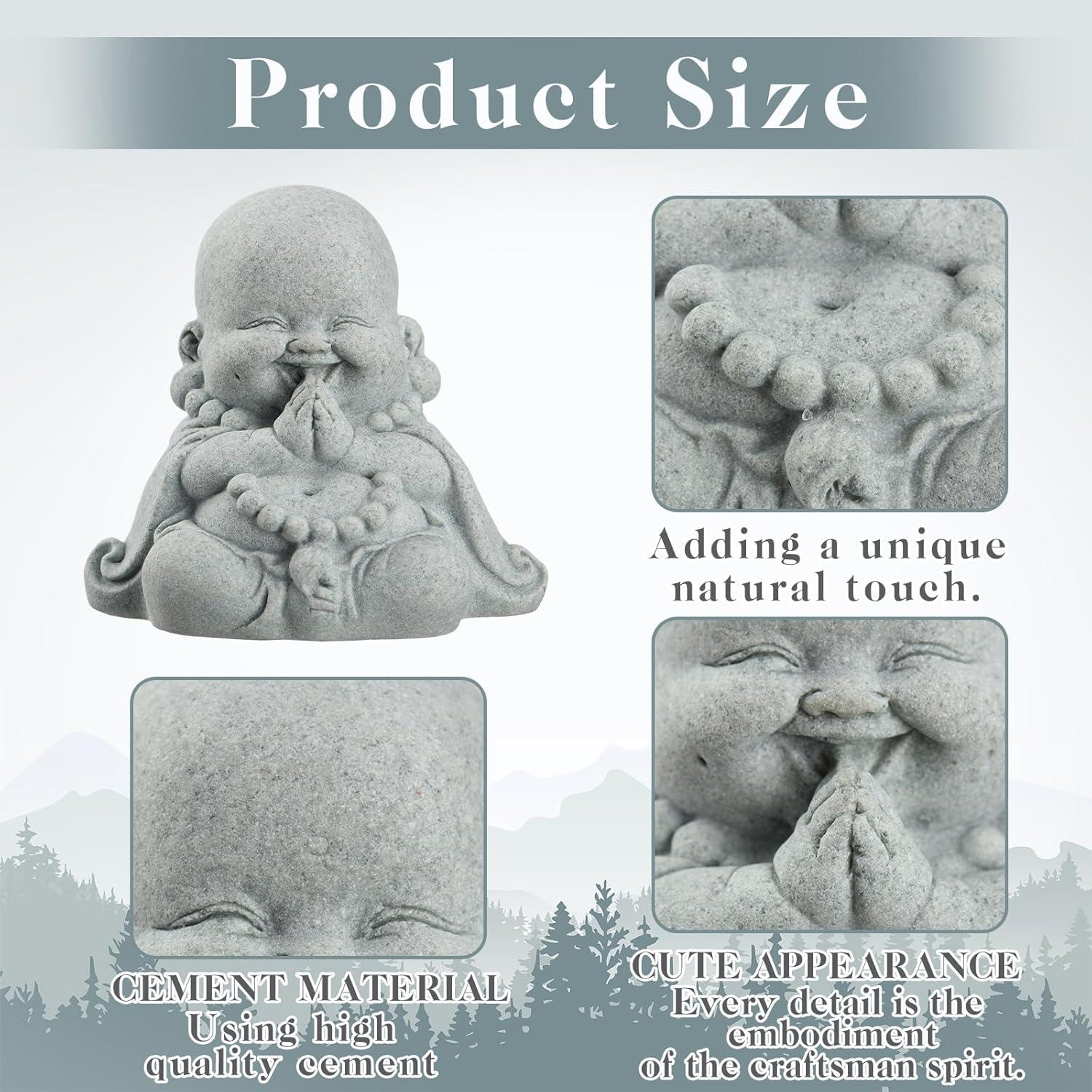 Estatua de Arenisca Buda de Oración 7.8x8.4x5.6cm Landical