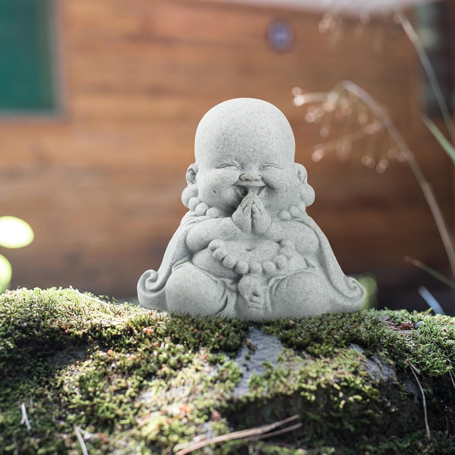 Estatua de Arenisca Buda de Oración 7.8x8.4x5.6cm Landical