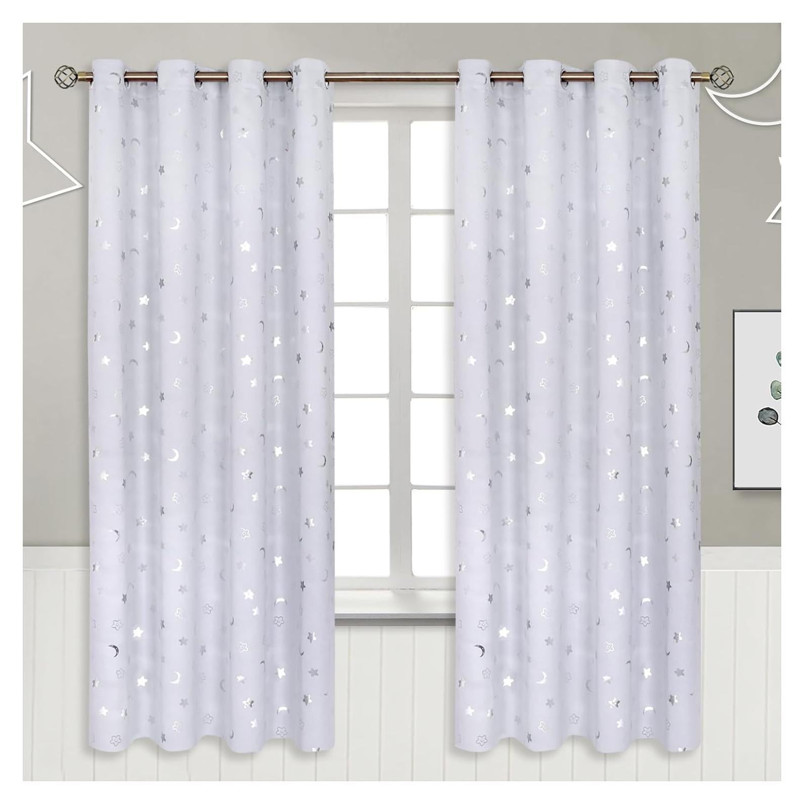 Cortinas Opacas BGment 2 Paneles Estrella y Luna 132x182 cm
