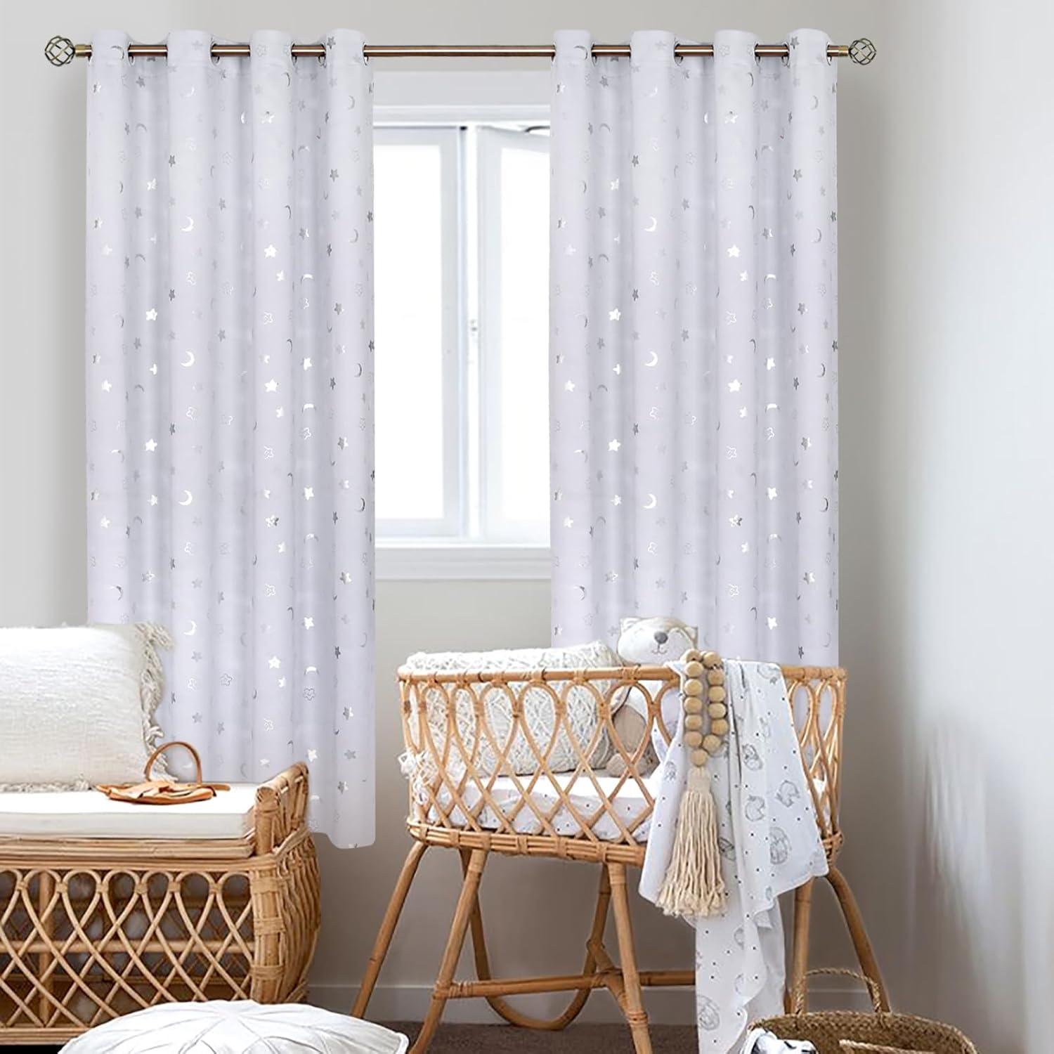 Cortinas Opacas BGment 2 Paneles Estrella y Luna 132x182 cm