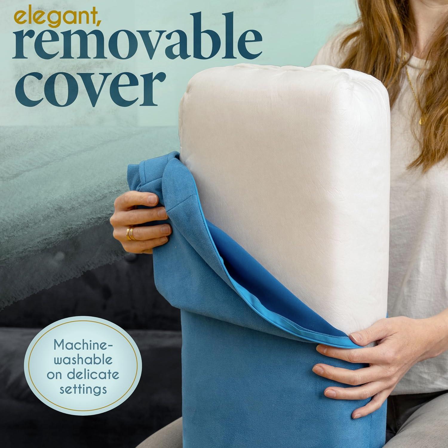 Almohada Bolster de Yoga Florensi - Terciopelo Azul 66x27.9 cm