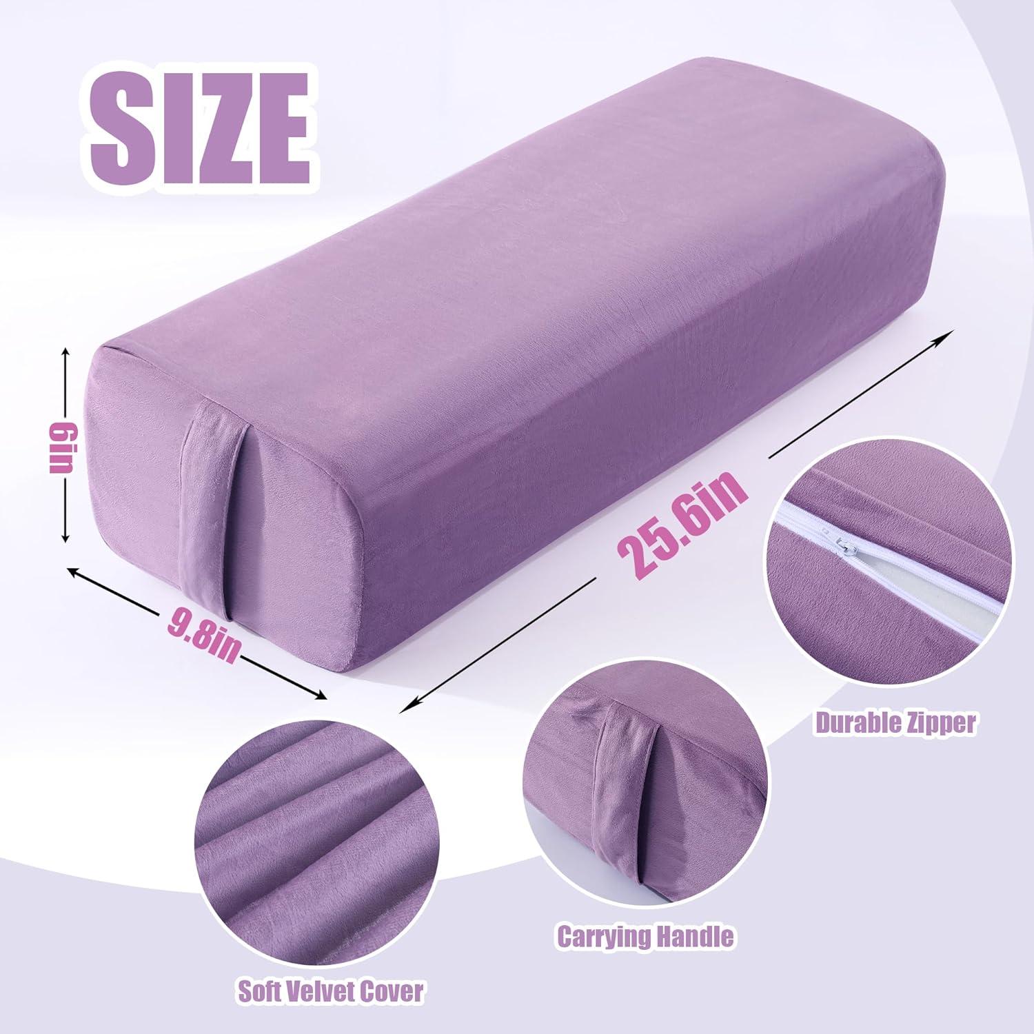 Almohada de Yoga Bolster MABOZOO 65x25cm Lavable Púrpura